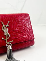 Saint Laurent Red Mini Kate Tassel Croc