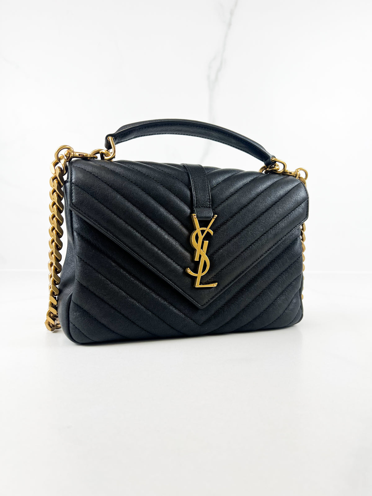 Saint Laurent Black College Bag with GHW