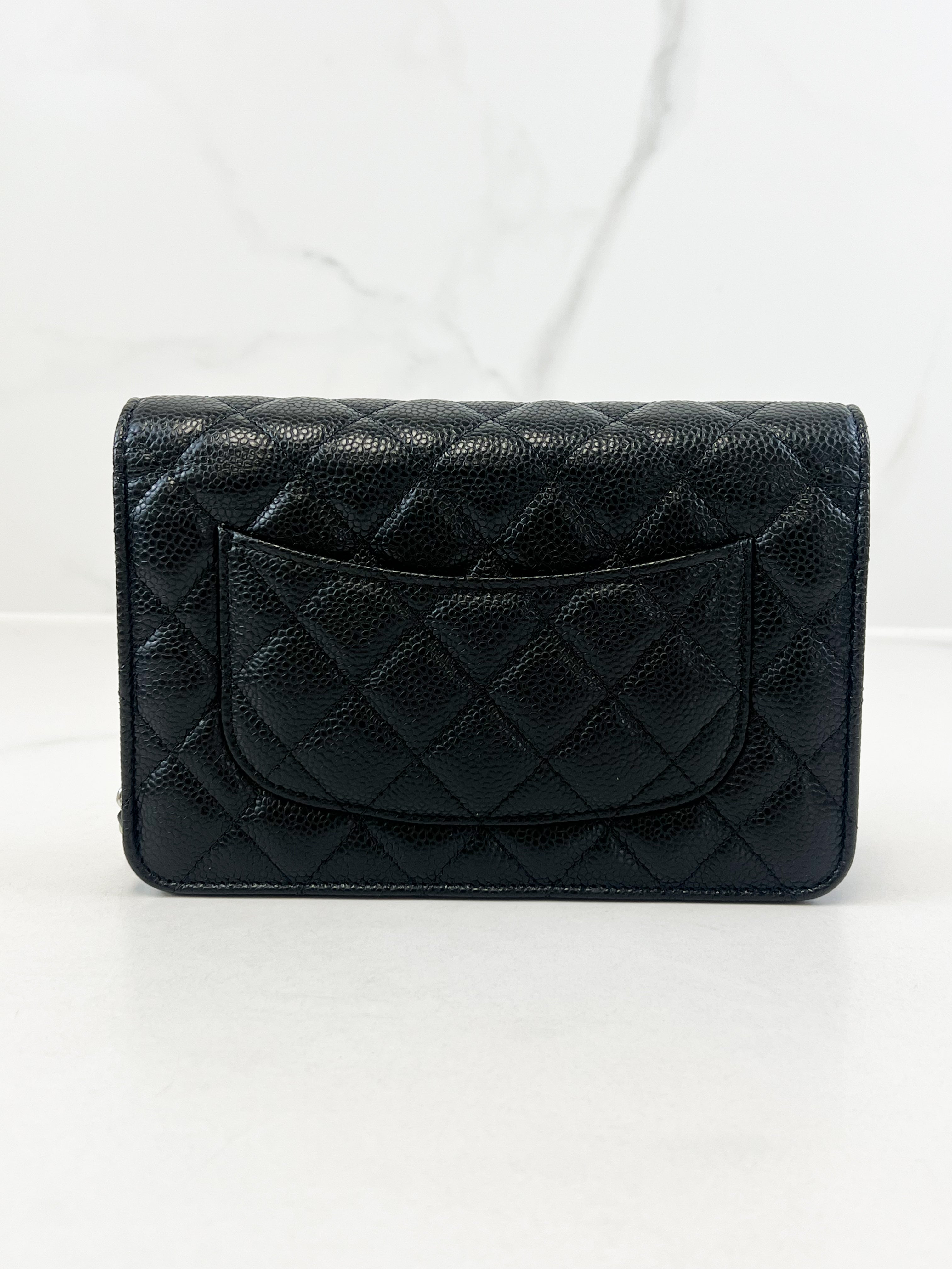 Chanel Black Classic Caviar CC WOC with SHW
