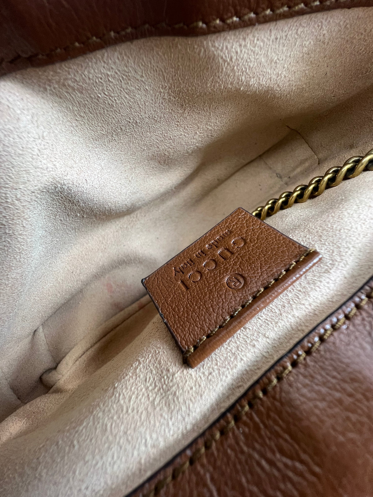 Gucci Brown Leather GG Marmont Matelasse Super Mini Bag