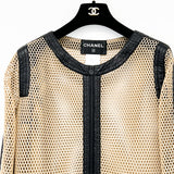 Chanel Beige & Black Collarless Jacket
