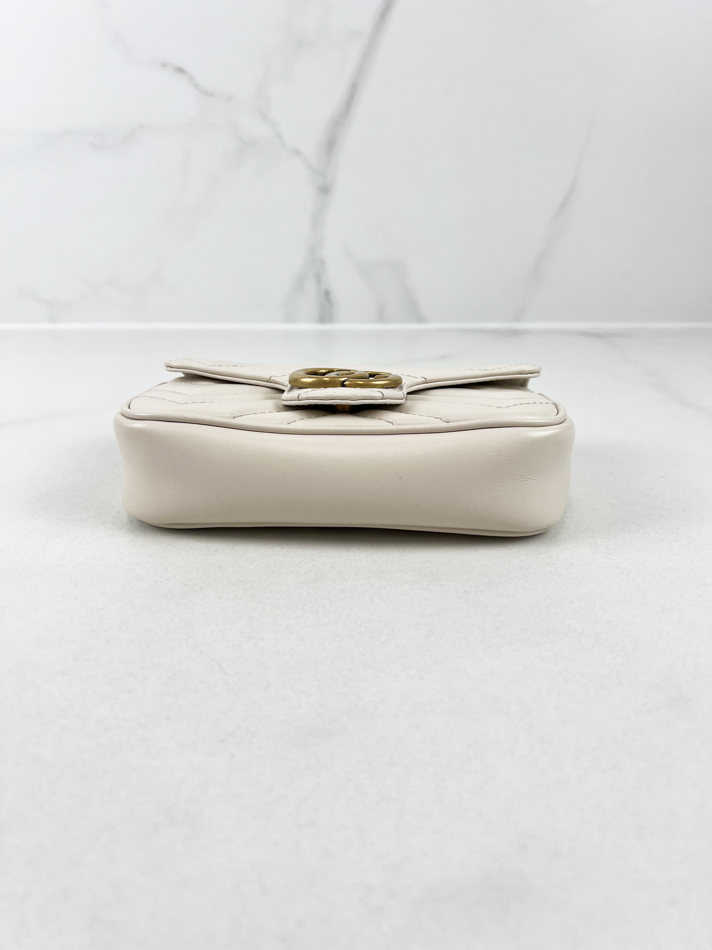Gucci White GG Marmont Matelasse Super Mini Bag