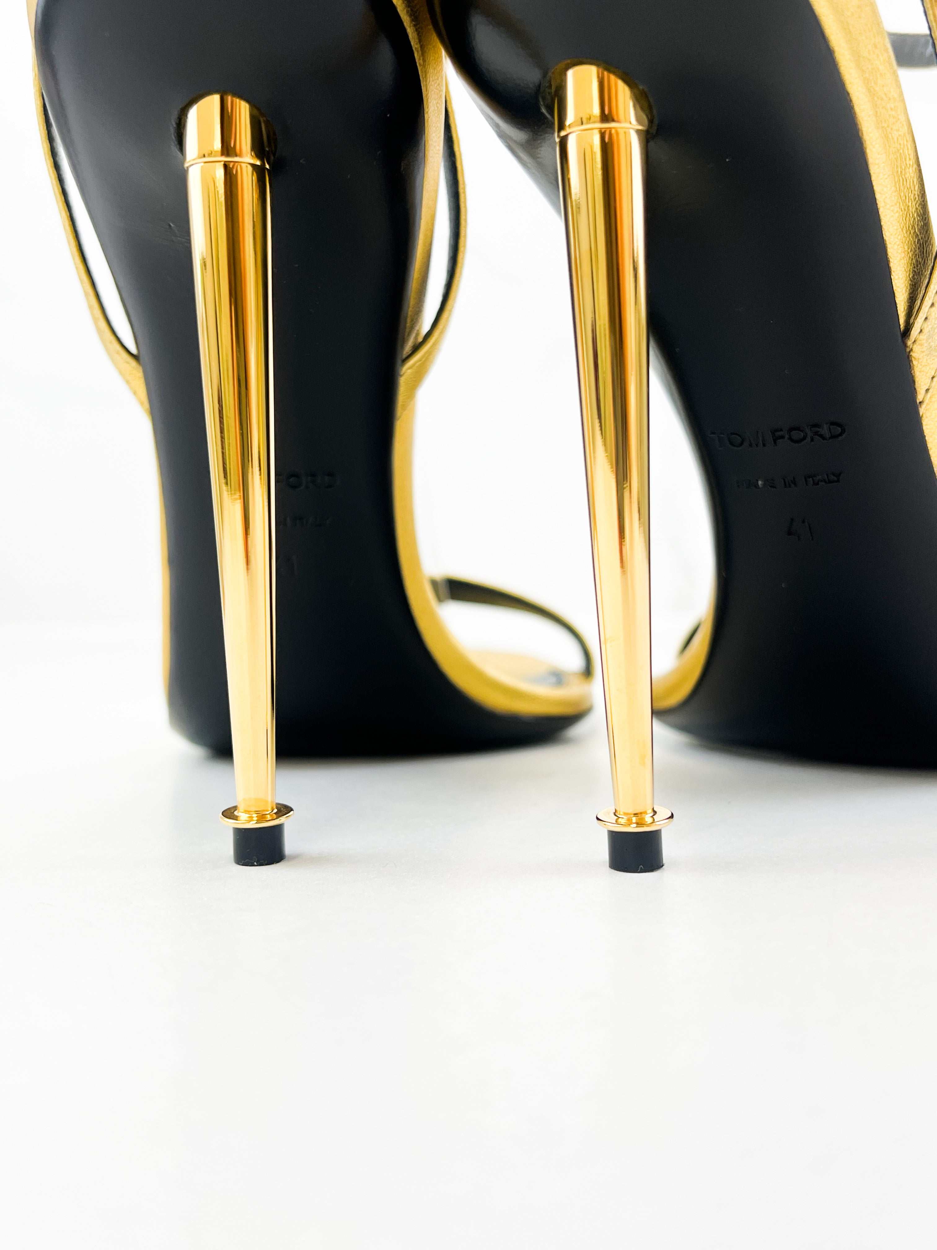 Tom Ford Gold Padlock Sandal Size 41
