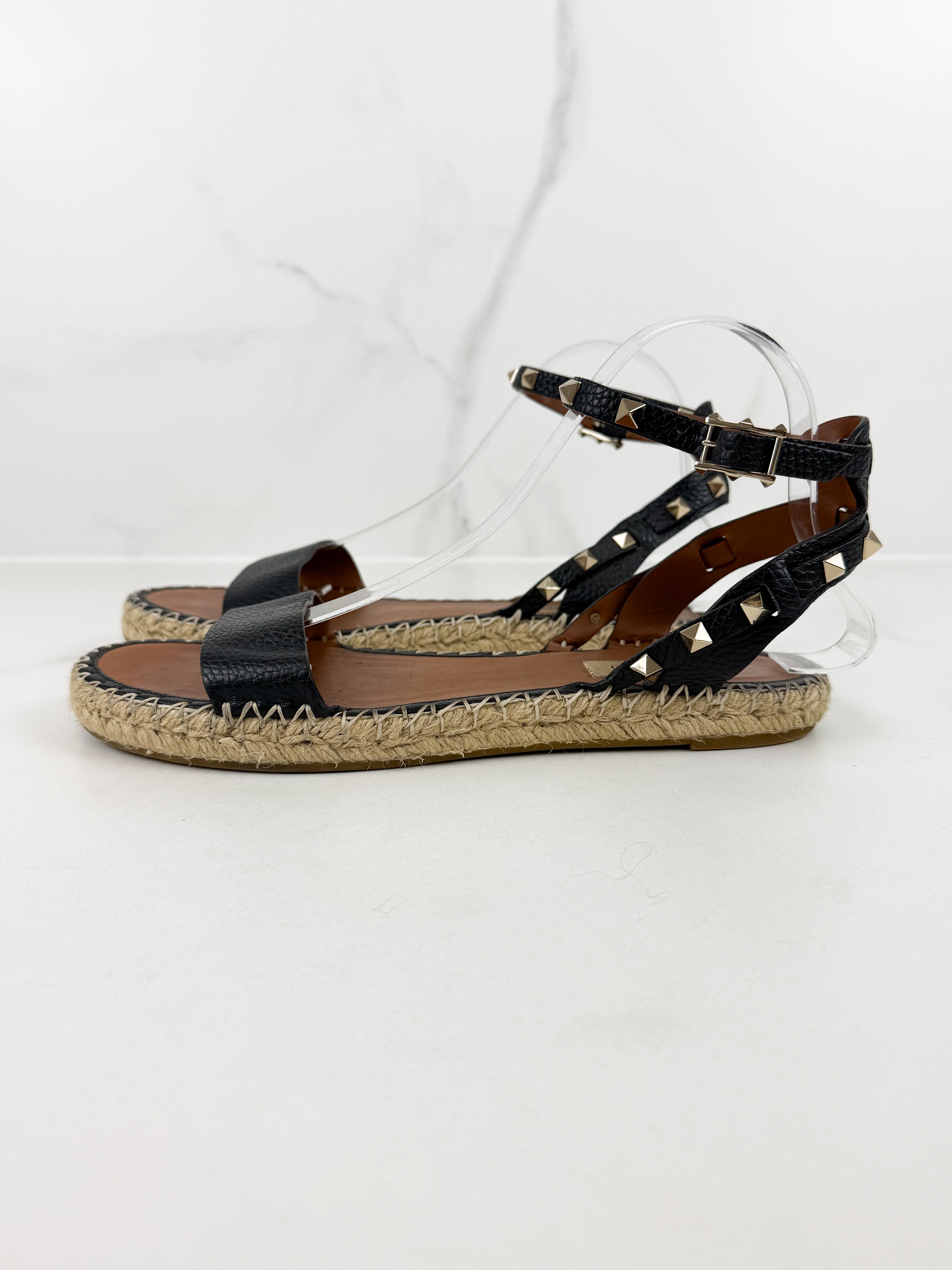 Valentino Garavani Rockstud Ankle Strap Espadrille Size 40