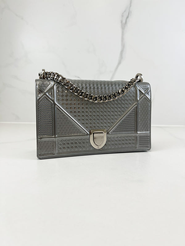 Christian Dior Medium Silver Diorama Shoulder Bag