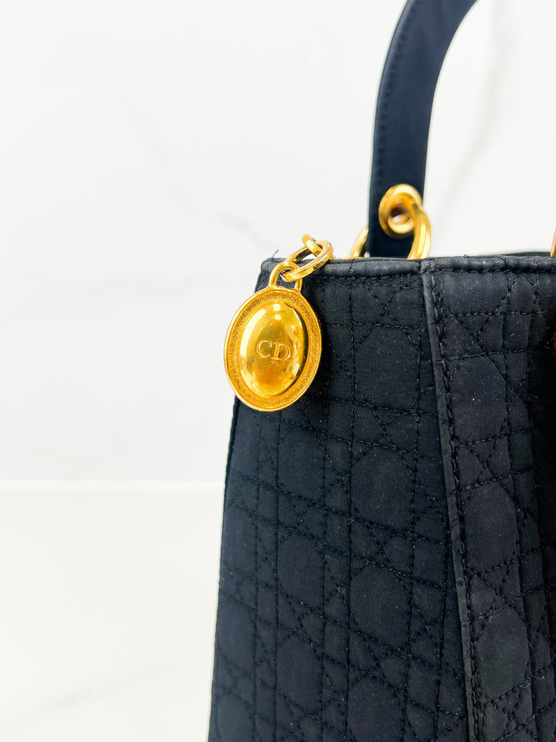 Christian Dior Vintage Black Lady Dior with Gold Hardware
