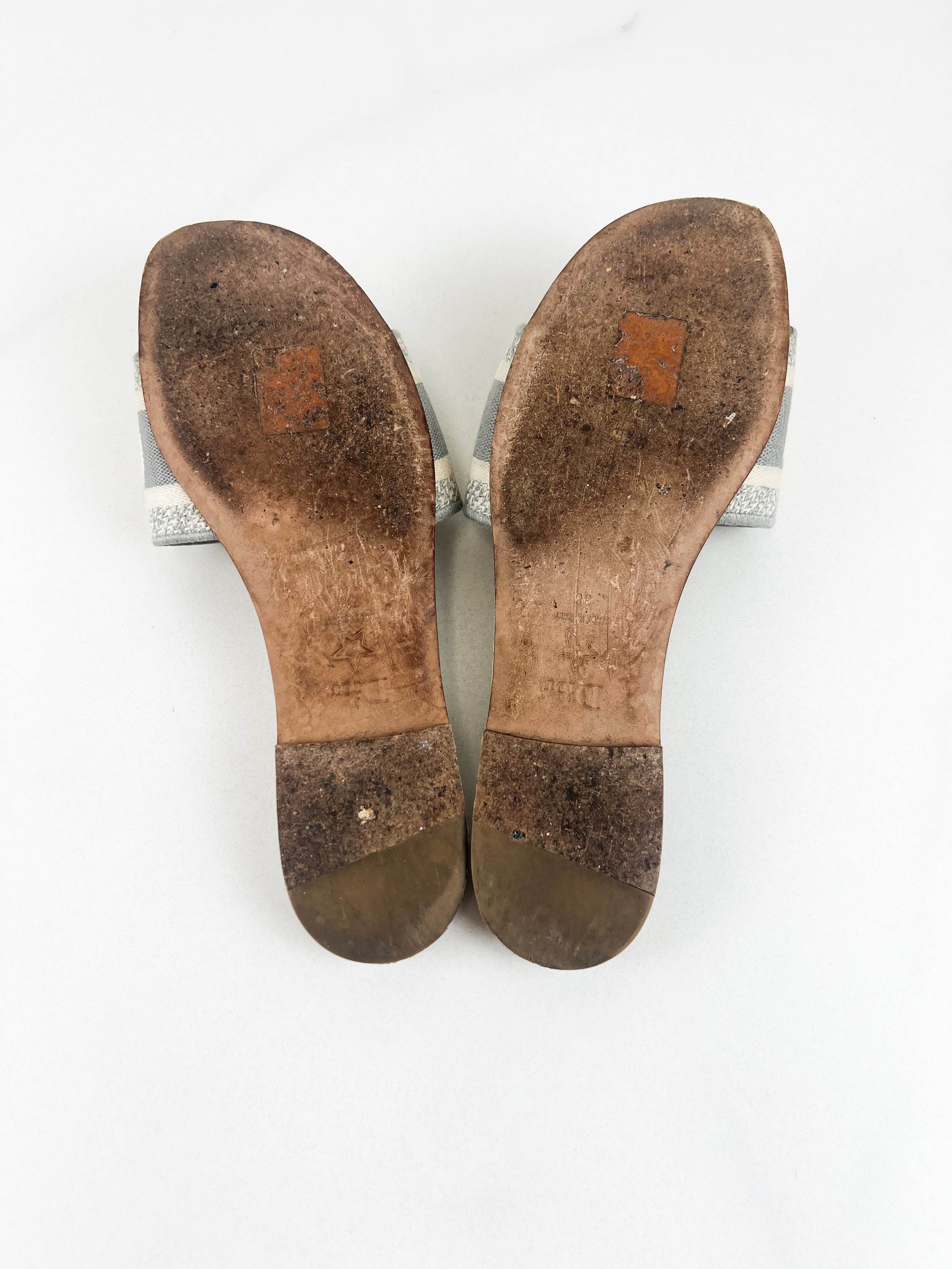 Christian Dior Grey Dway Slides Size 38