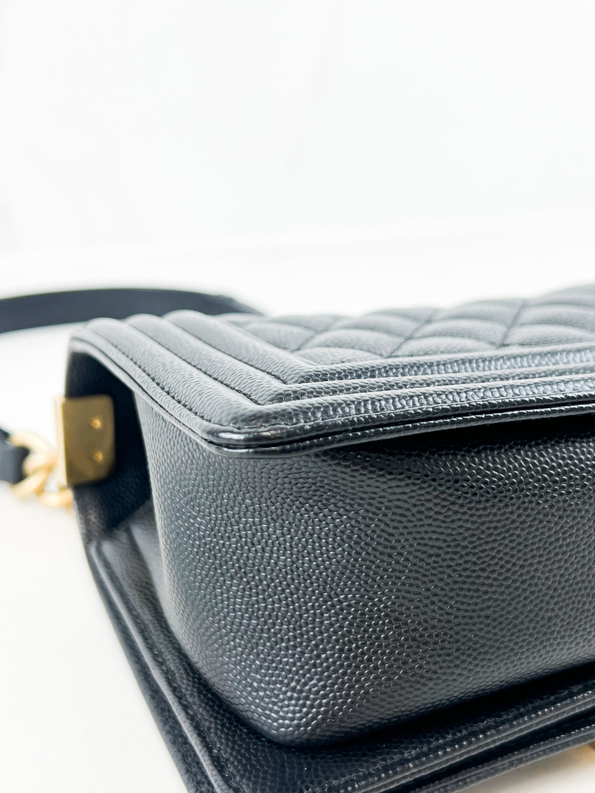 Chanel Small Quilted Caviar Boy Bag with Gold Hardware