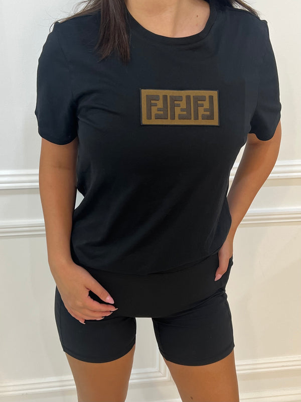 Fendi Logo Black T-Shirt Size Small
