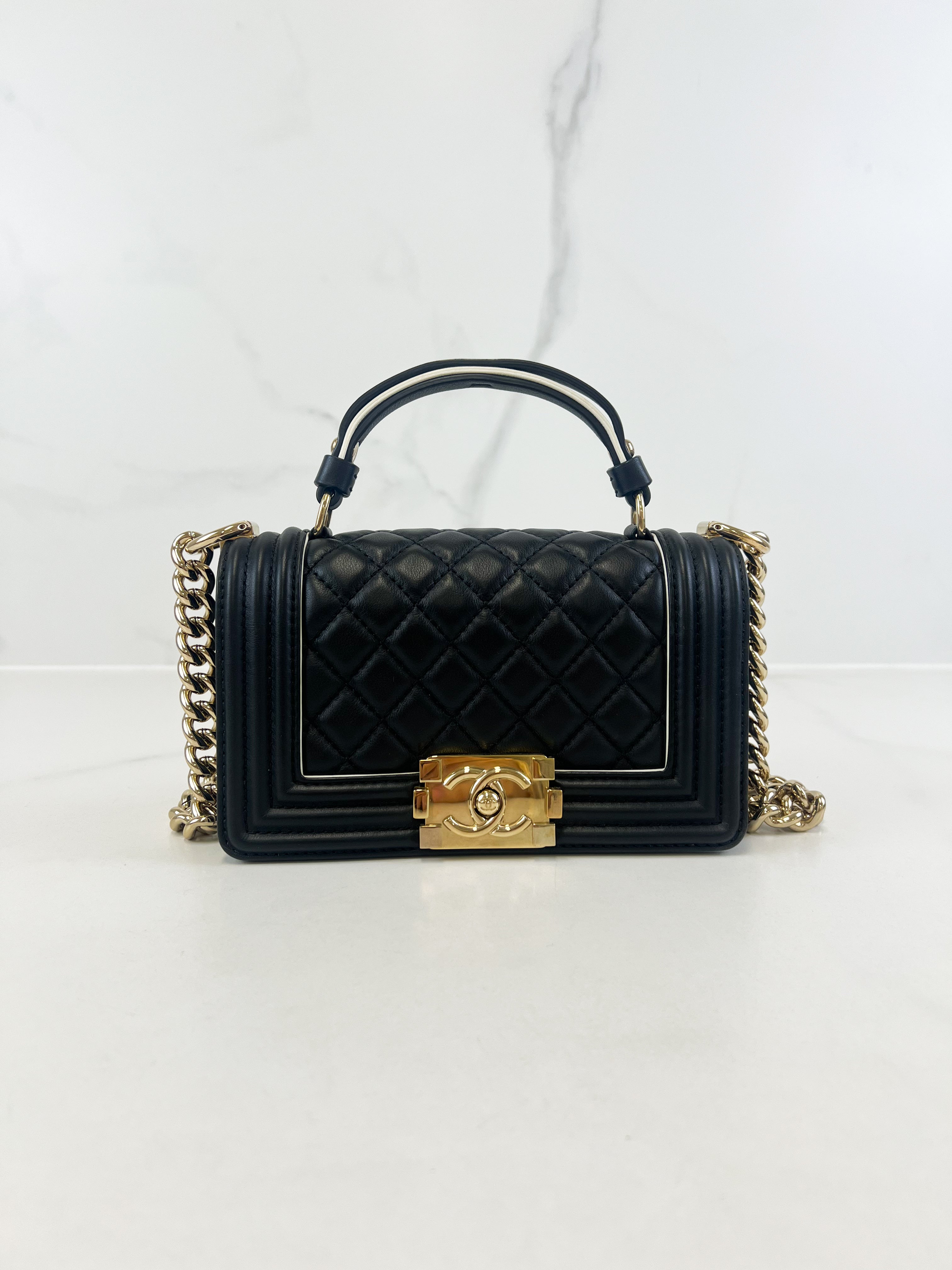Chanel Top Handle Small Black Boy Bag with GHW