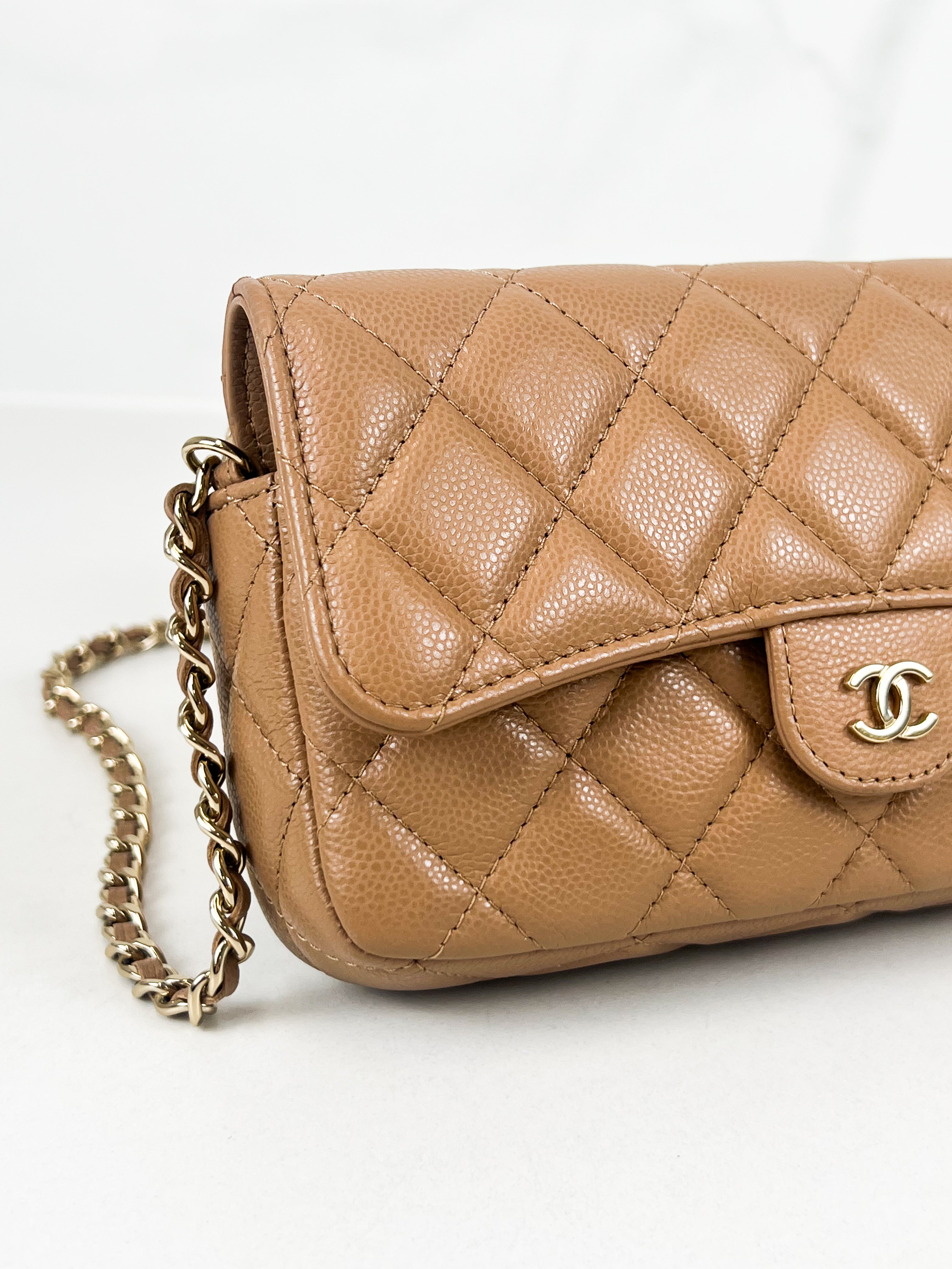 Chanel Caramel Classic Flap Phone Holder with LGHW