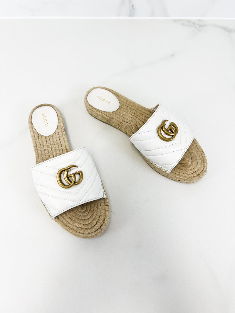 Gucci Women's GG Marmont Canvas Espadrille Sandal Size 40