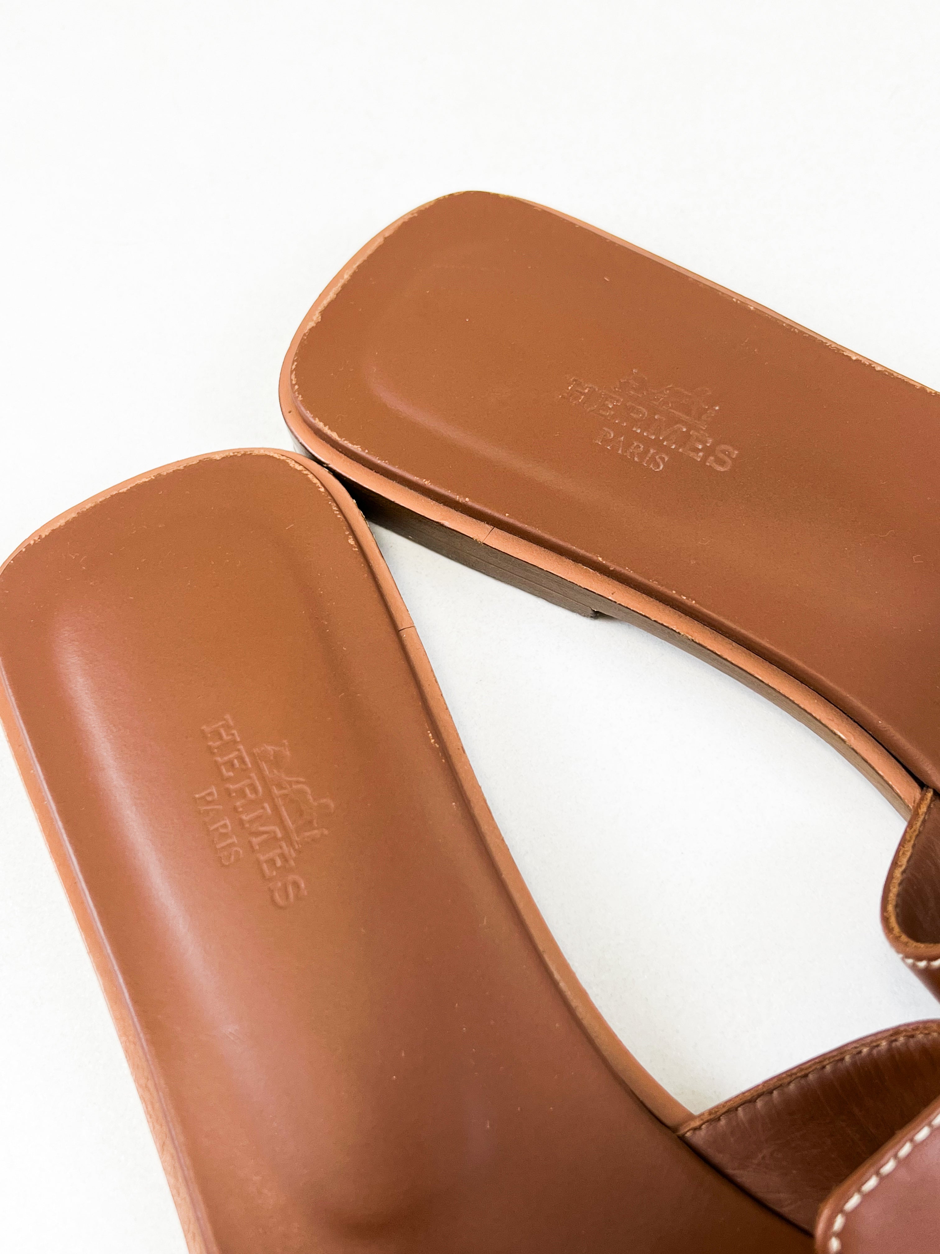 Hermes Oran Sandal in Tan Size 40.5