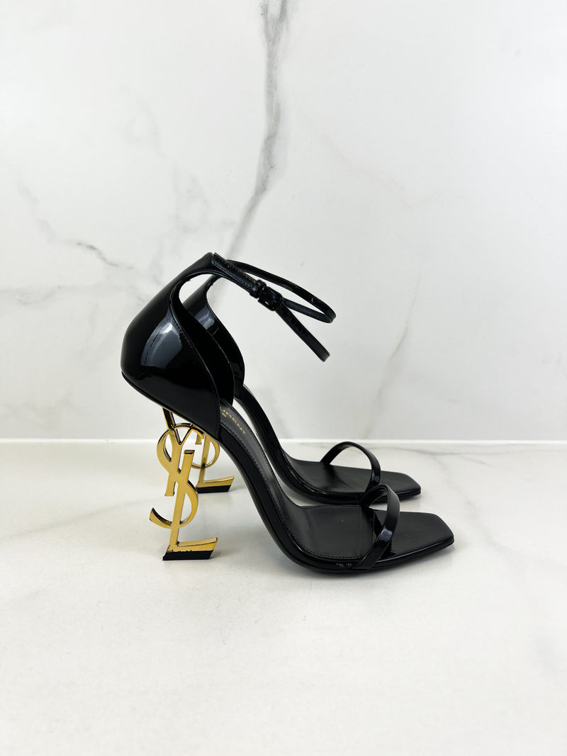 Saint Laurent Opyum Leather Black Sandal Size 40