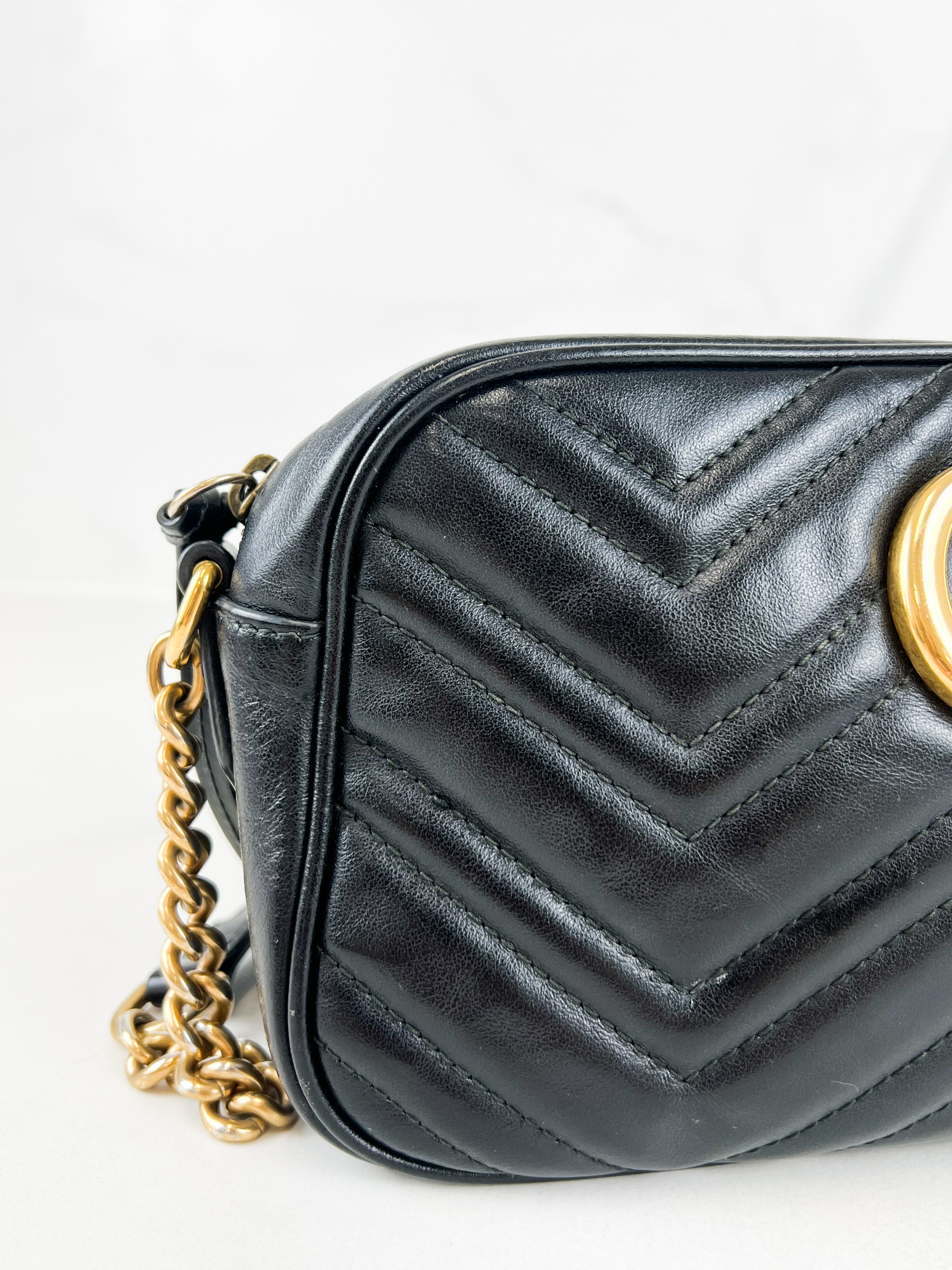 Gucci Black GG Small Marmont Shoulder Bag