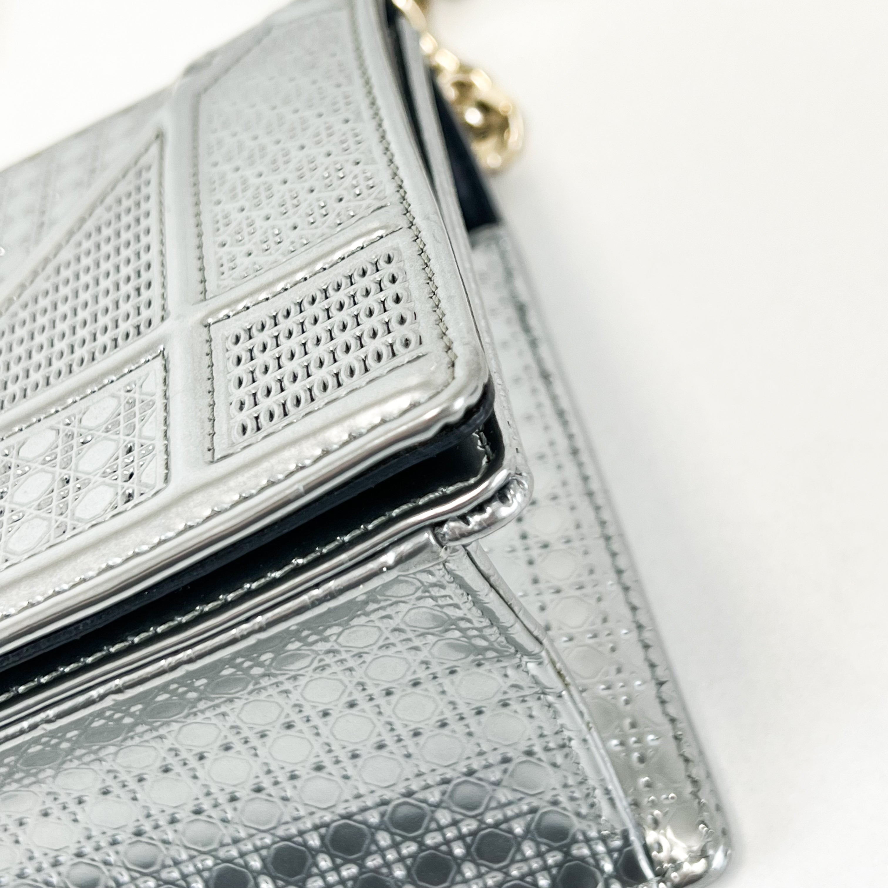 Christian Dior Metallic Silver Small Diorama Shoulder Bag