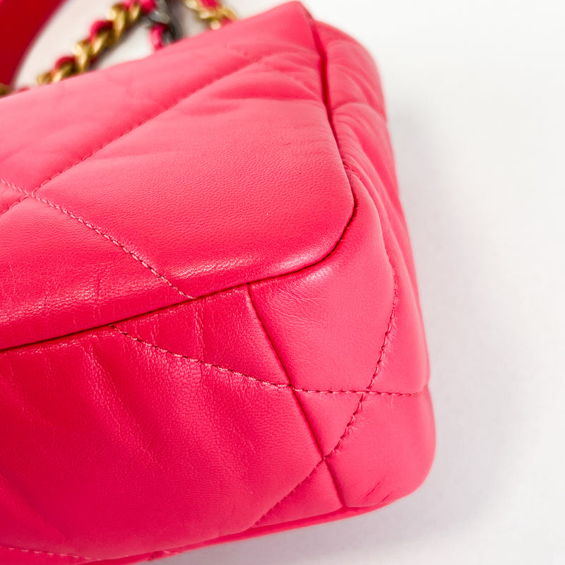 Chanel Pink Small Lambskin 19 with Gold & Silver Tone Hardware