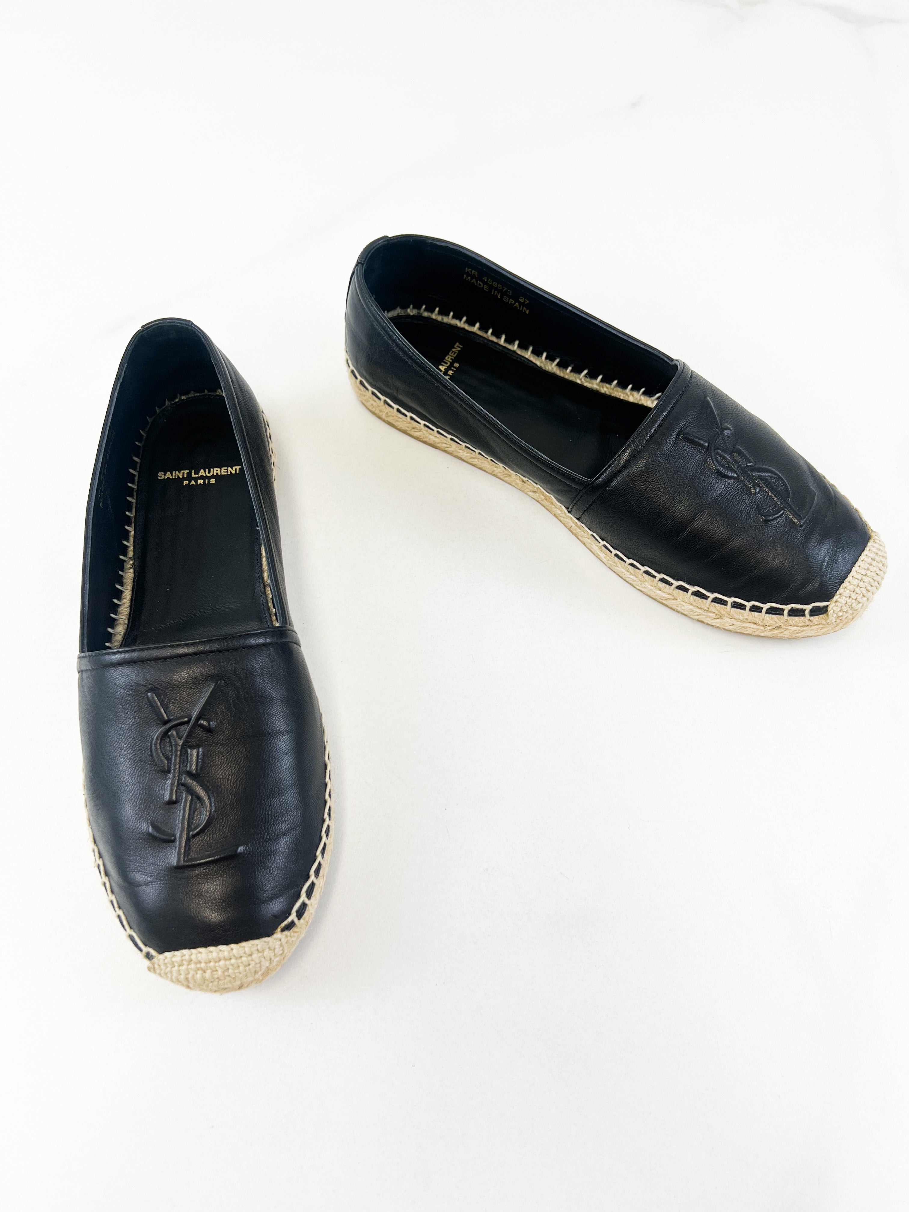Saint Laurent Black Monogram Espadrilles Size 37