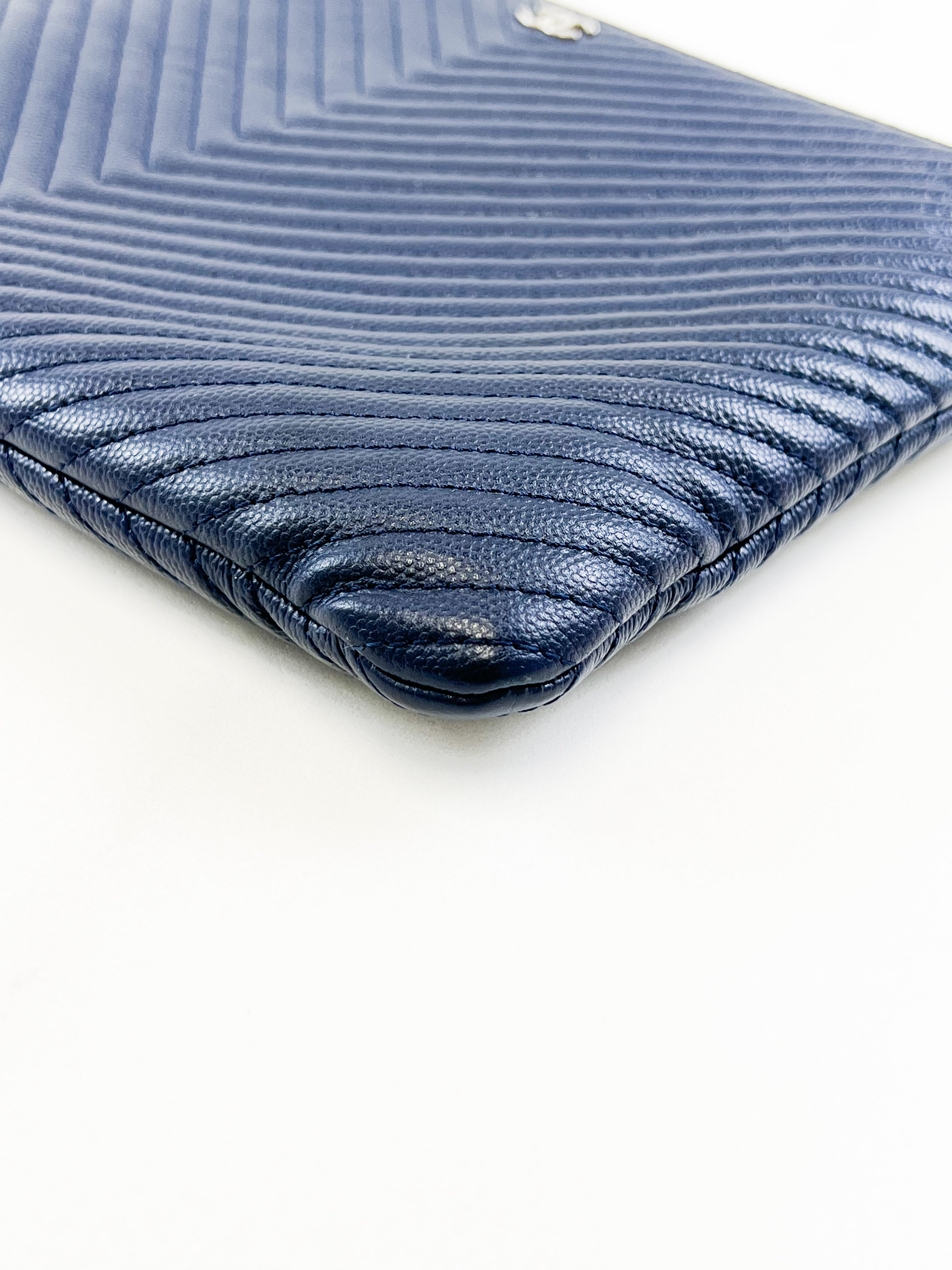 Chanel Large O Case Clutch in Navy Caviar