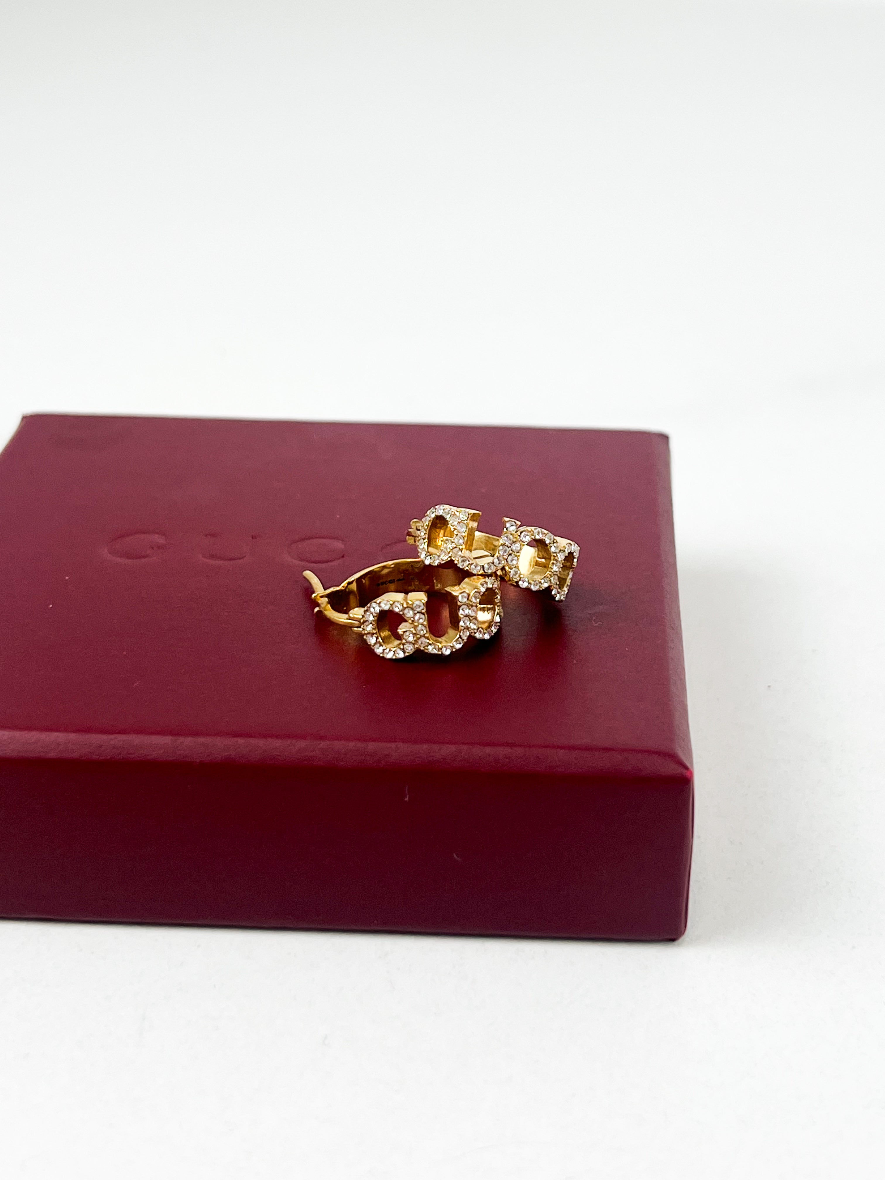 Gucci Logo GG Hoop Earrings in Gold