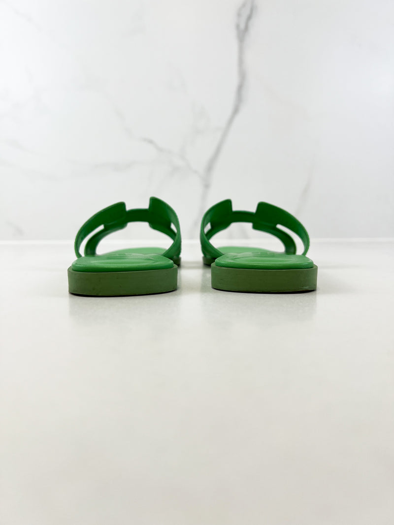 Hermes Oran Sandal Vert Pomme Size 37