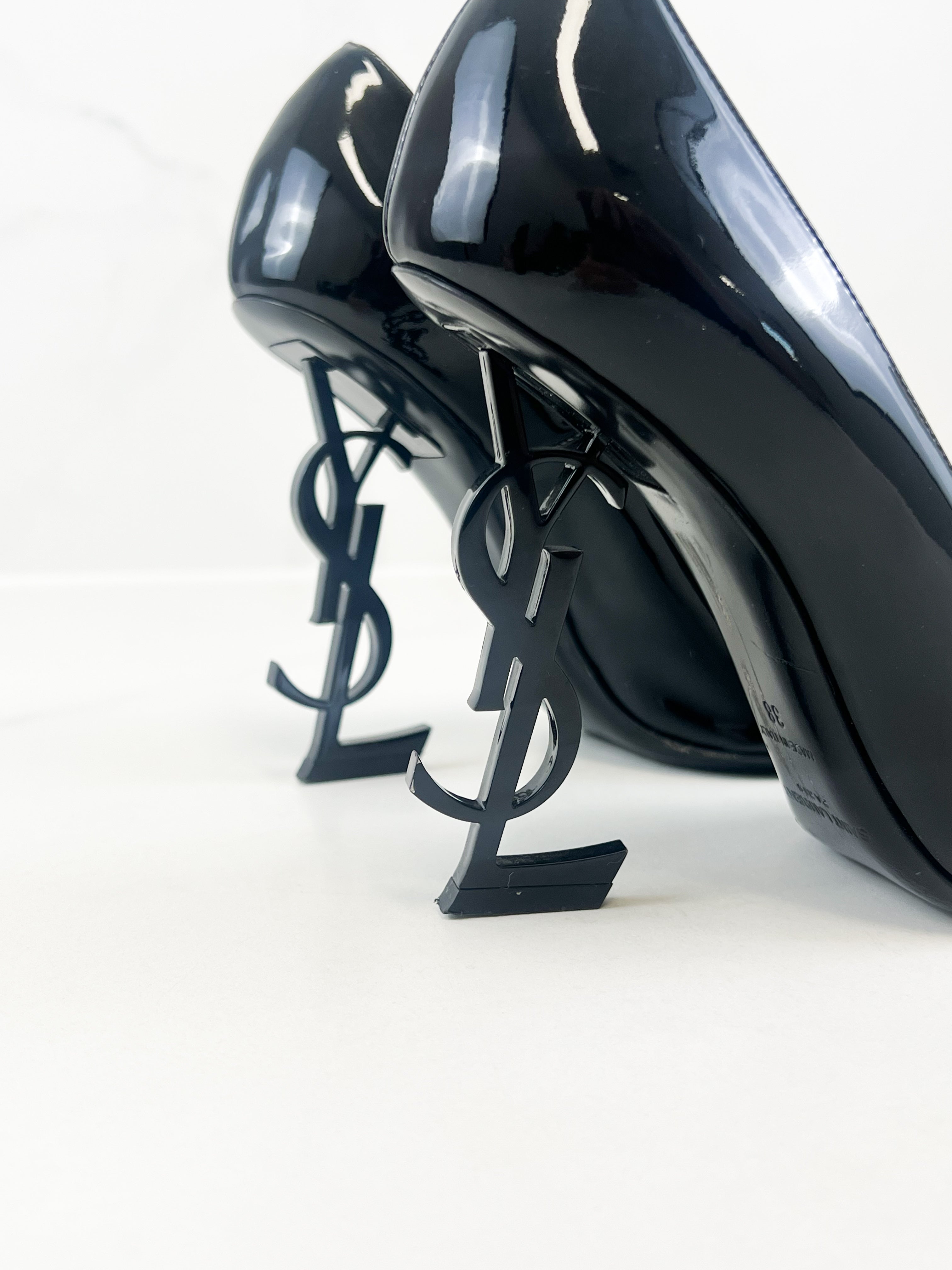 Saint Laurent Opyum Black Leather Pumps BHW Size 38