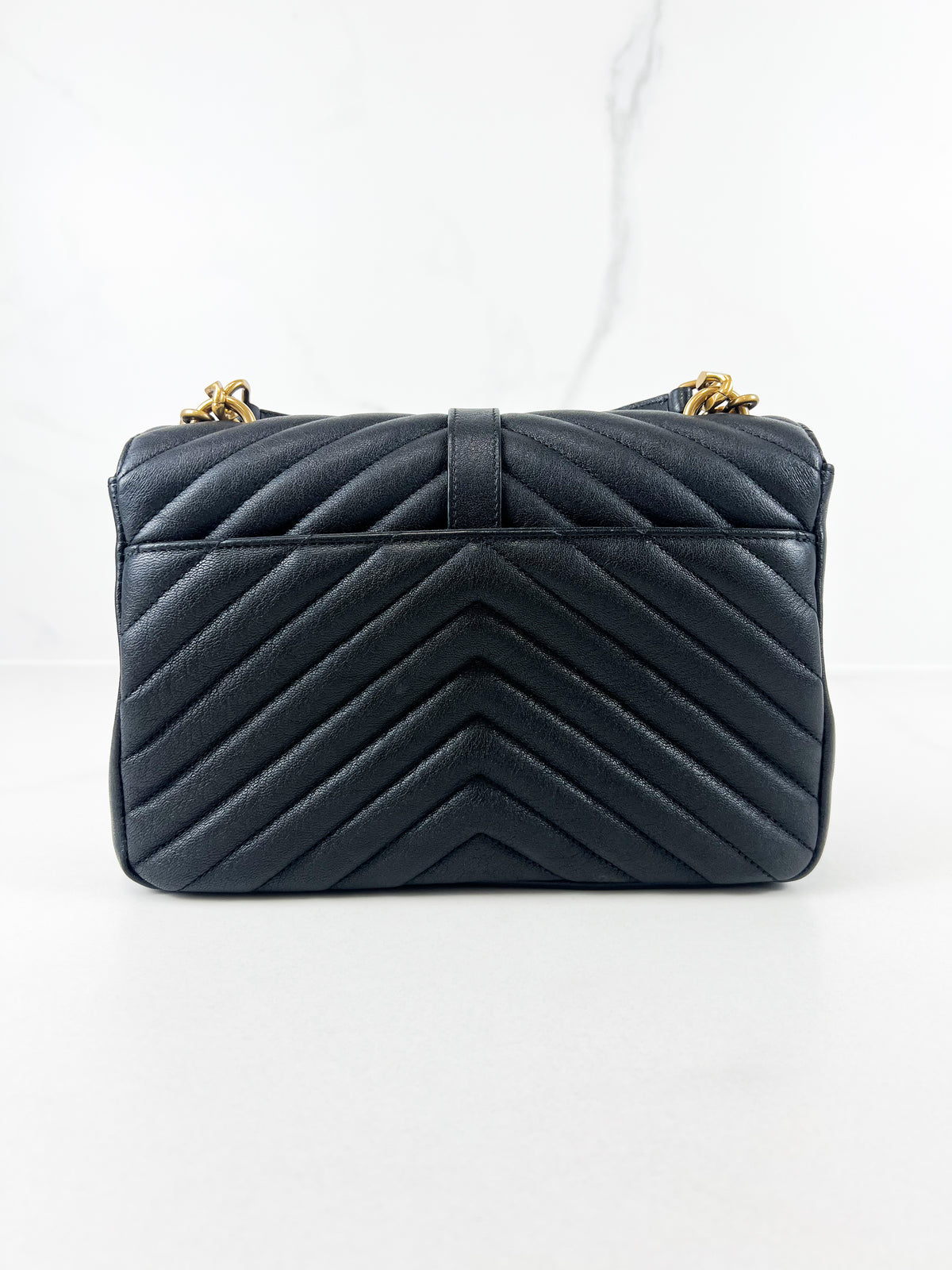 Saint Laurent Black College Bag with GHW