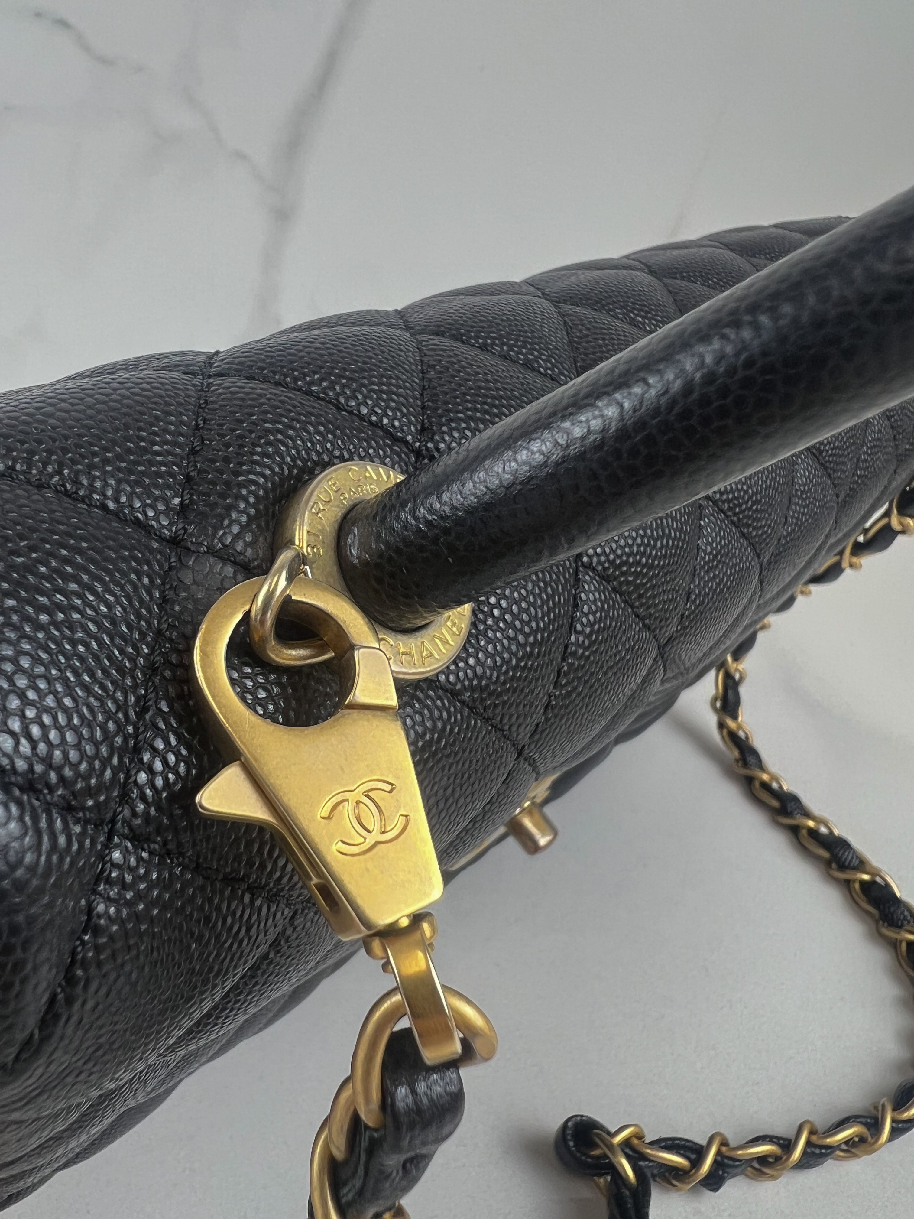Chanel Medium Top Handle Coco in Black Caviar with GHW