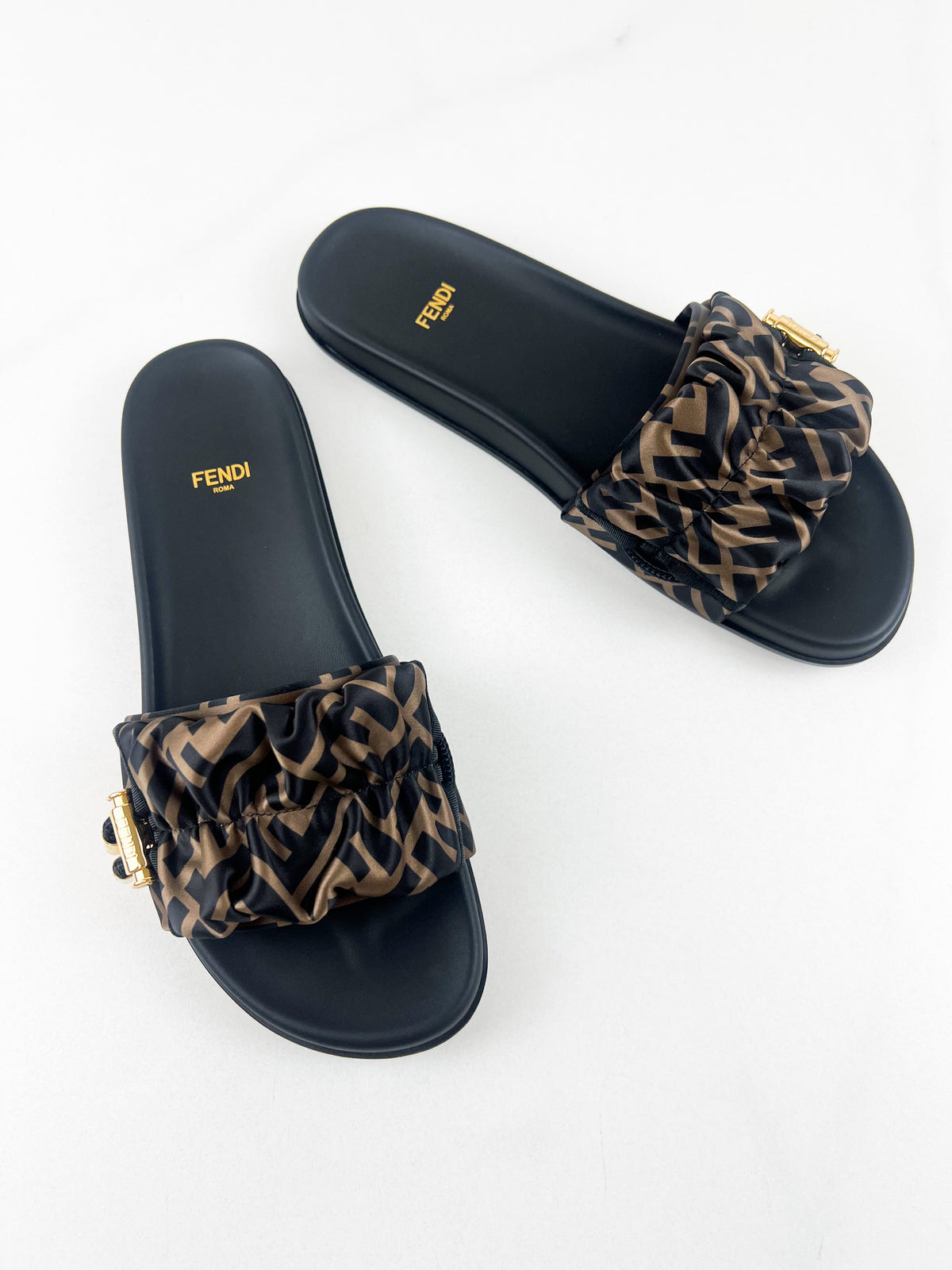 Fendi Vertigo Satin Slides Size 40