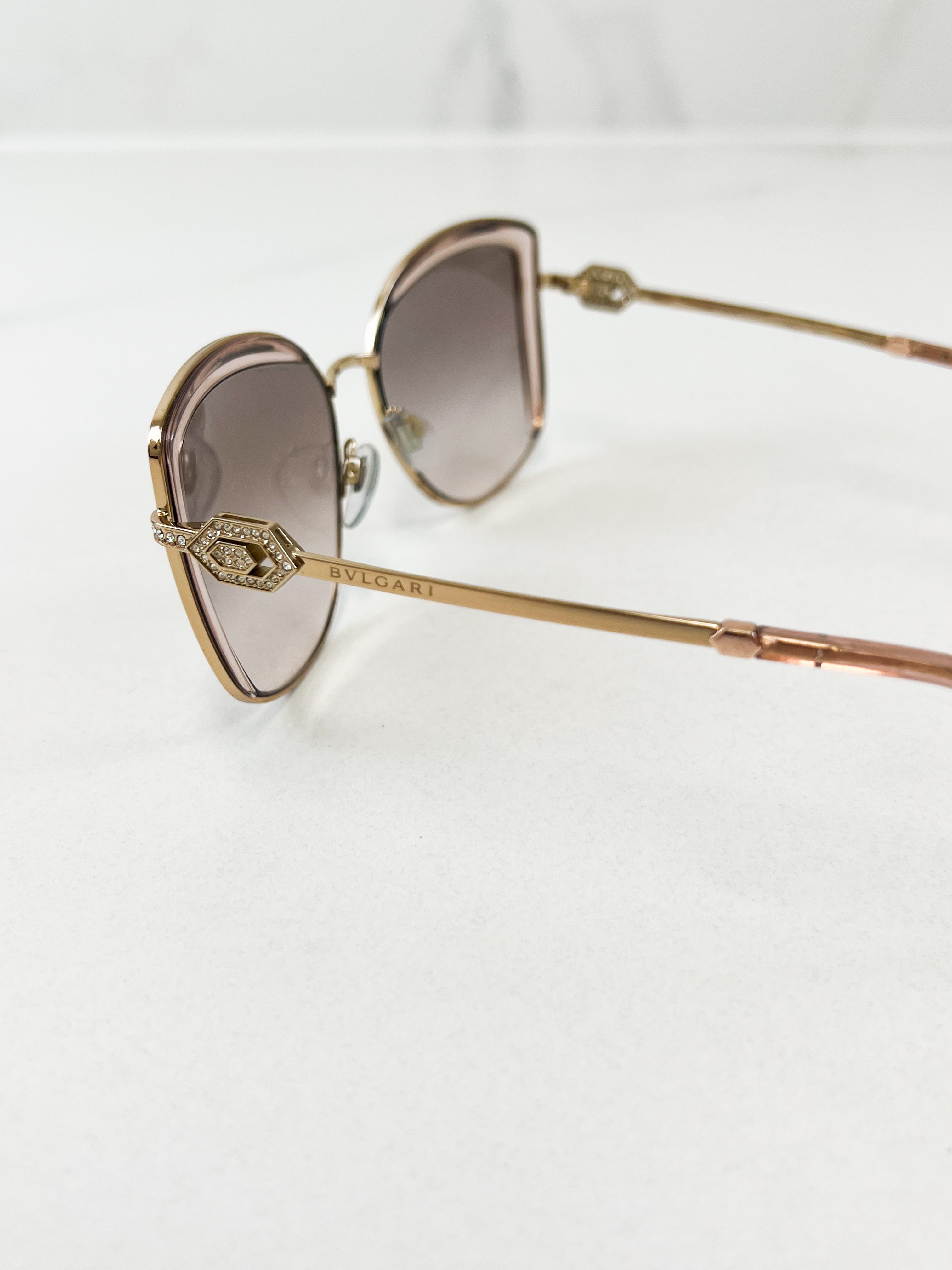 Bvlgari Cateye Gold Embellished Sunglasses