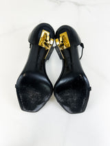 Saint Laurent Opyum Leather Black Sandal Size 40