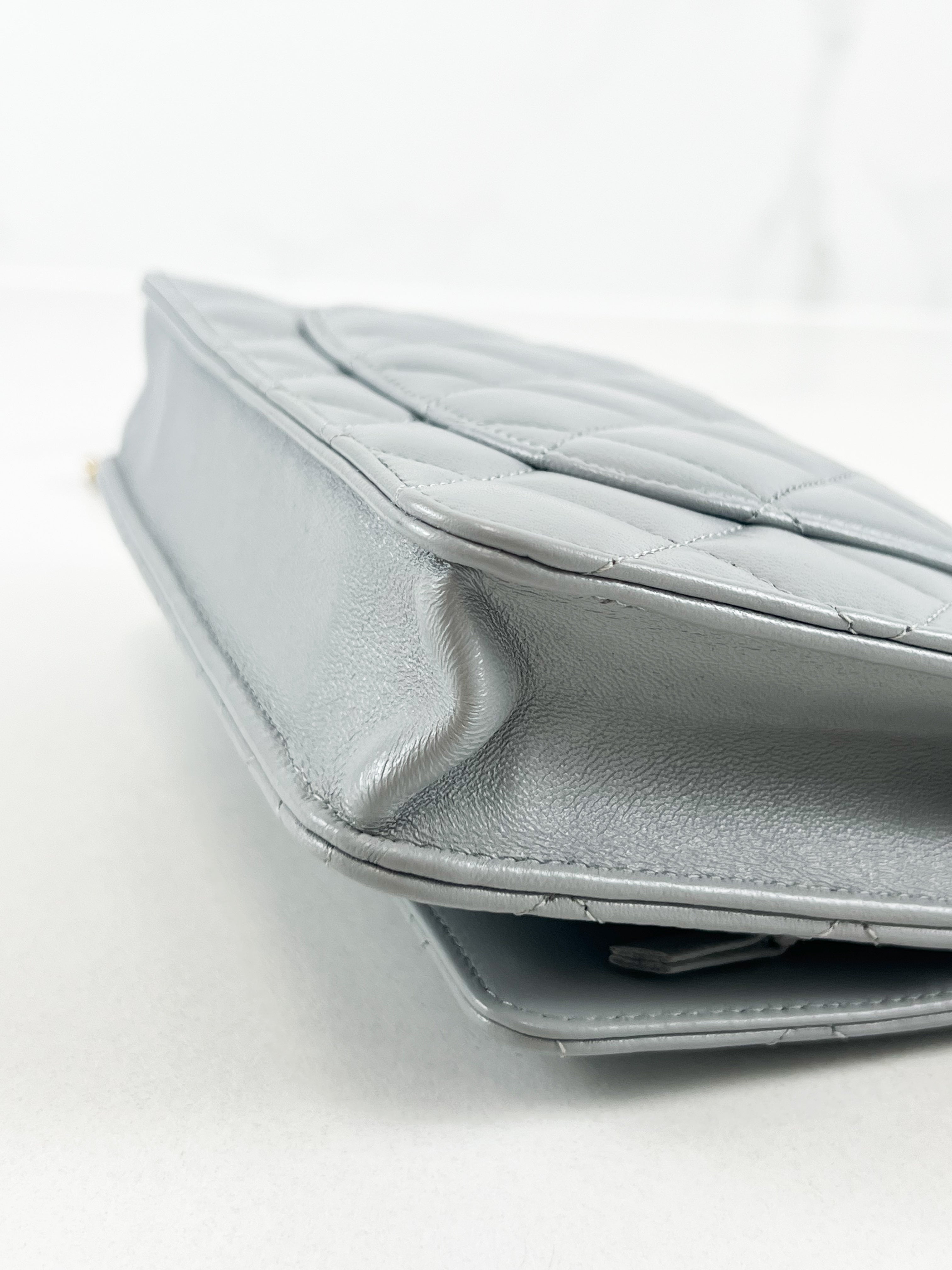 Chanel Grey Lambskin Pearl Crush WOC