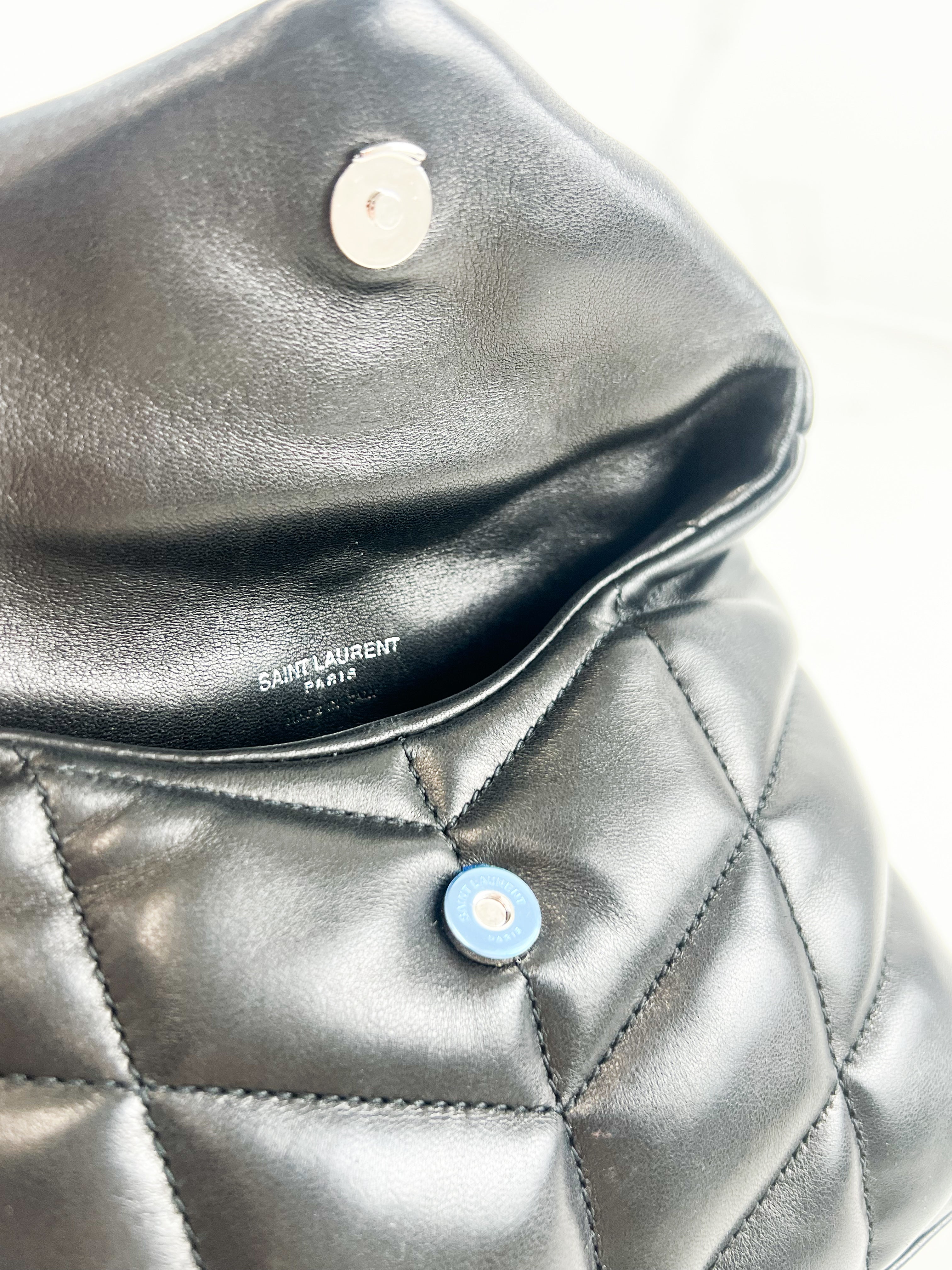 Saint Laurent Loulou Puffer Pouch in Black Lambskin