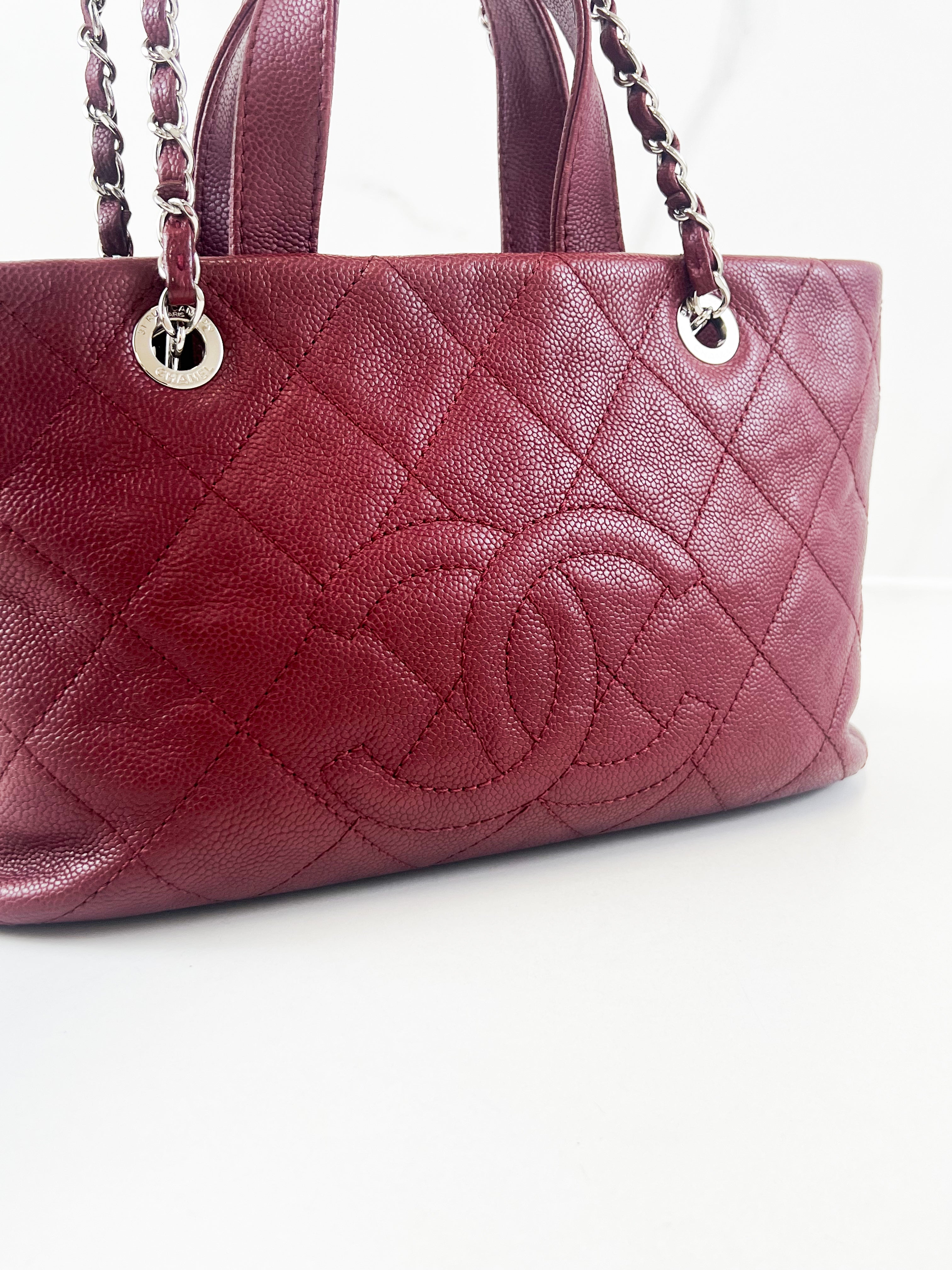 Chanel CC Burgundy Caviar Tote