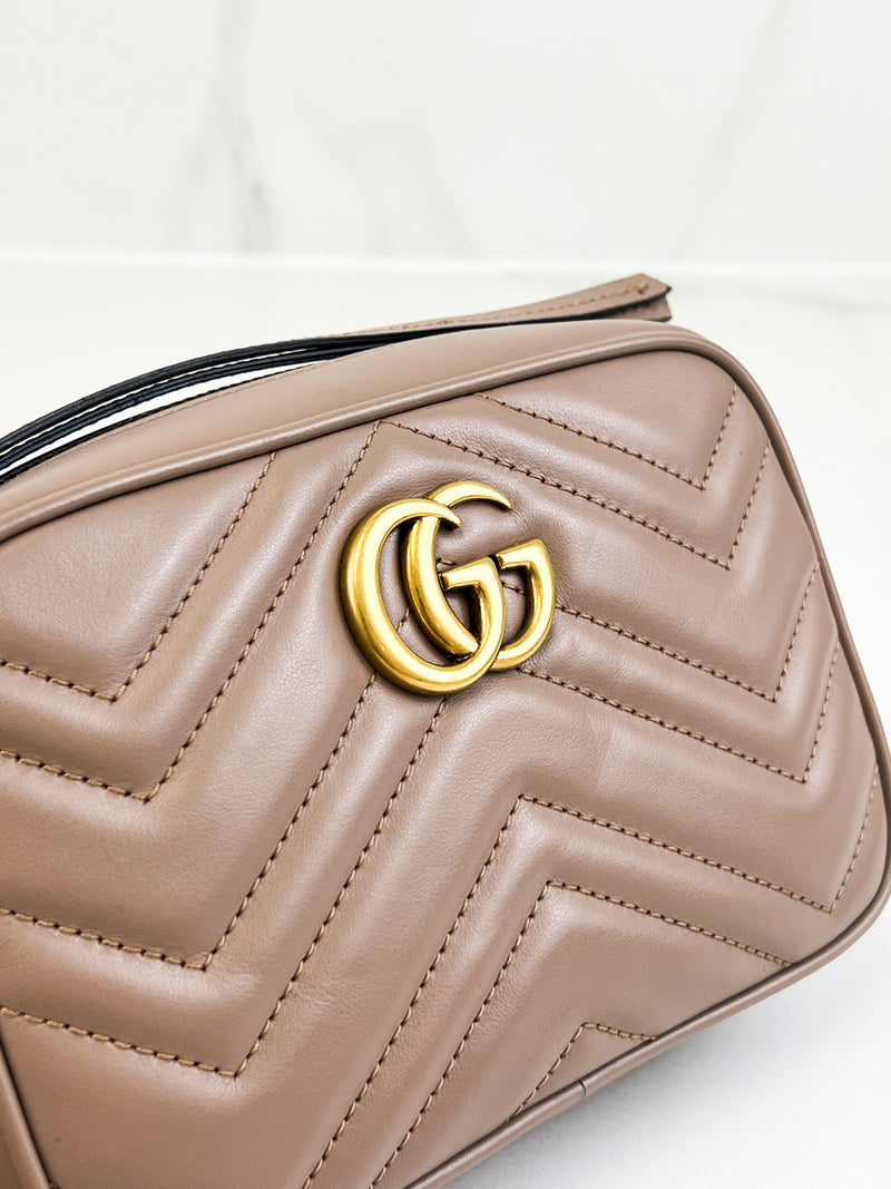 Gucci GG Marmont Matelasse Mini Dusty Pink Bag