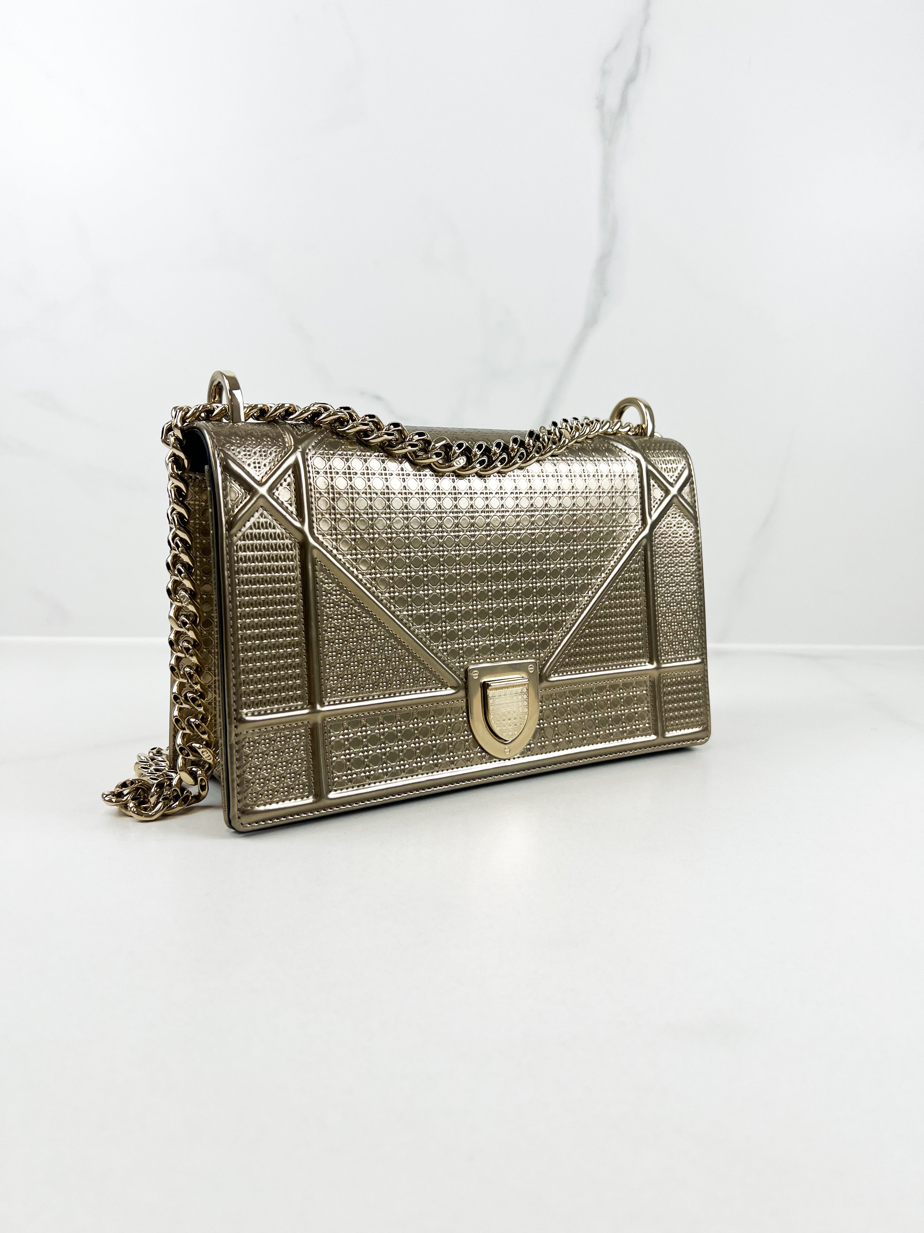 Christian Dior Medium Gold Diorama Shoulder Bag