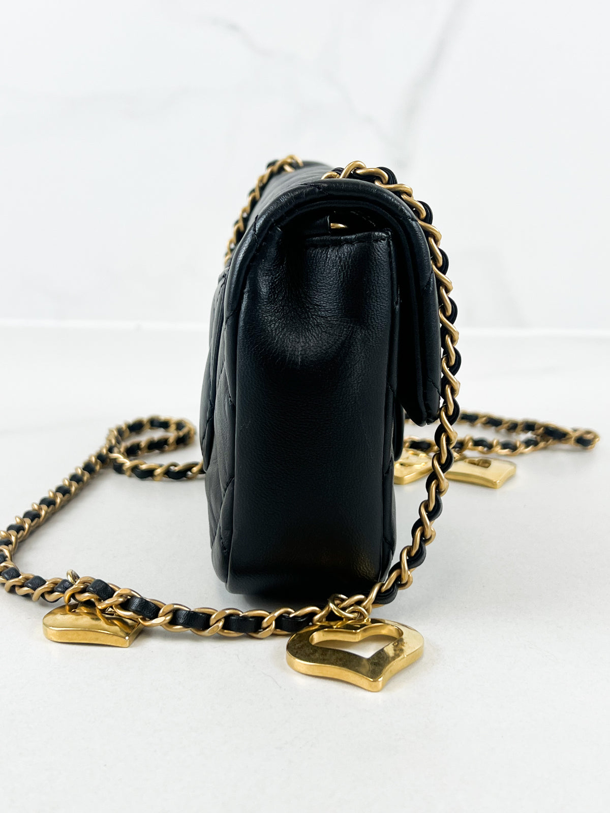 Chanel Hearts Charm Mini Flap Bag in Lambskin with GHW
