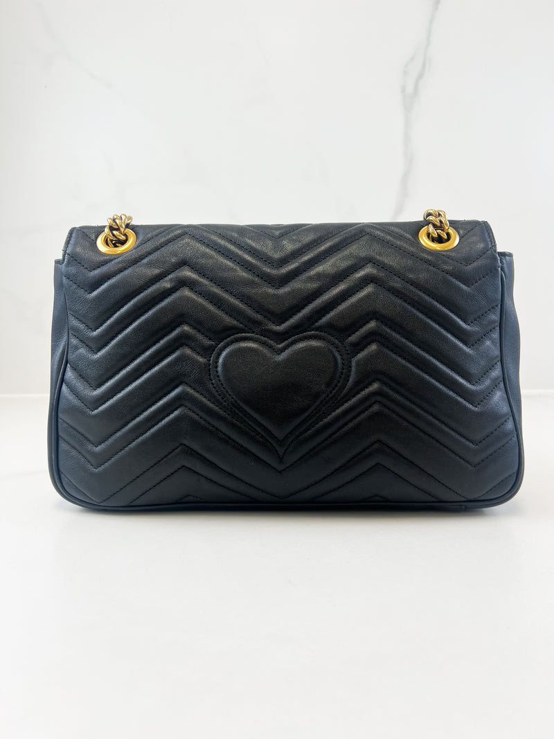 Gucci GG Marmont Matelasse Large Black Flap Shoulder Bag
