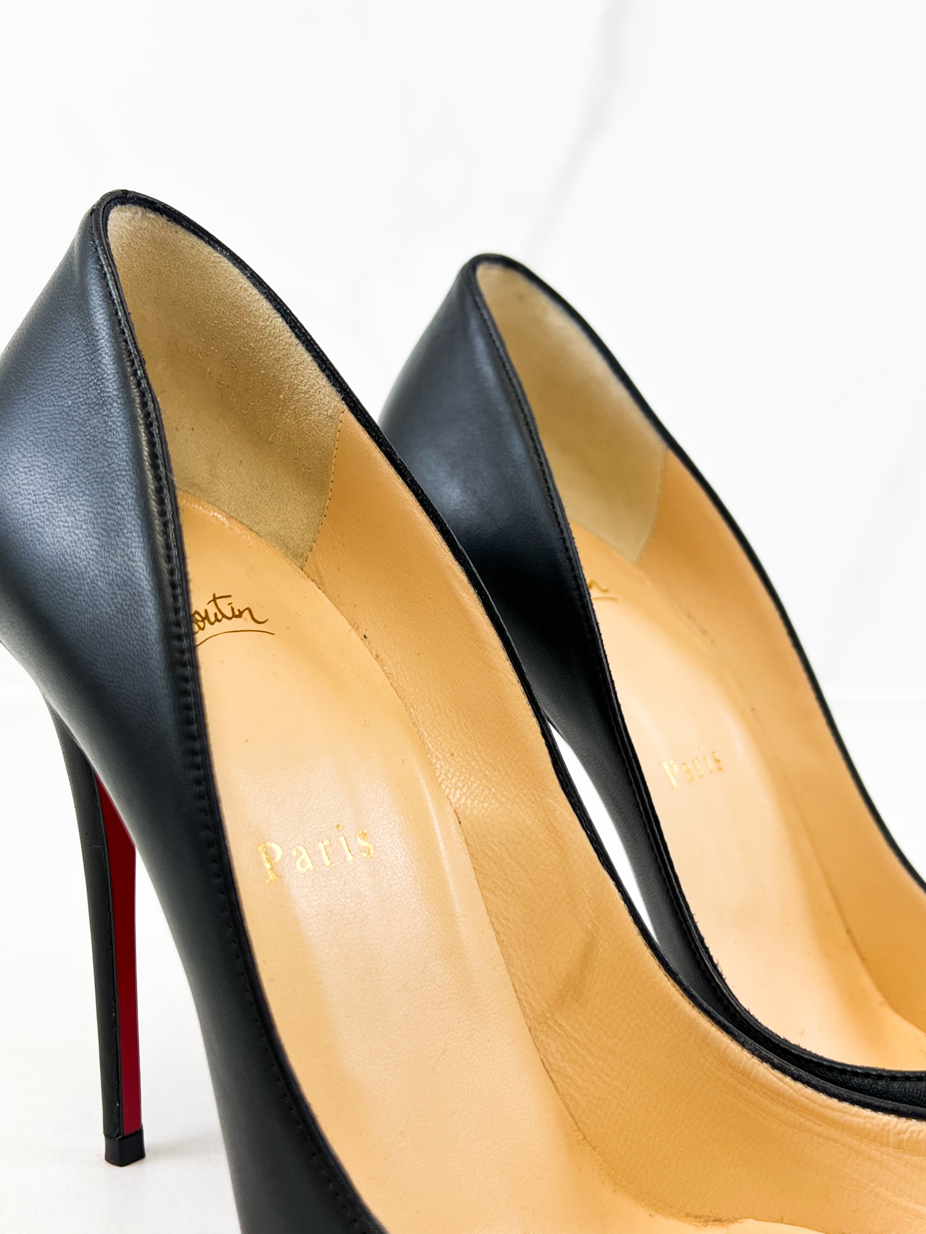 Christian Louboutin Black Leather Pigalle Follies 100 Patent Size 39