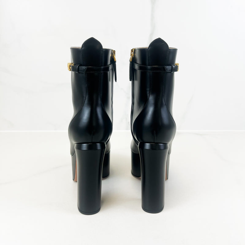 Valentino Black Tan-Go Patent Leather Boots Size 36.5