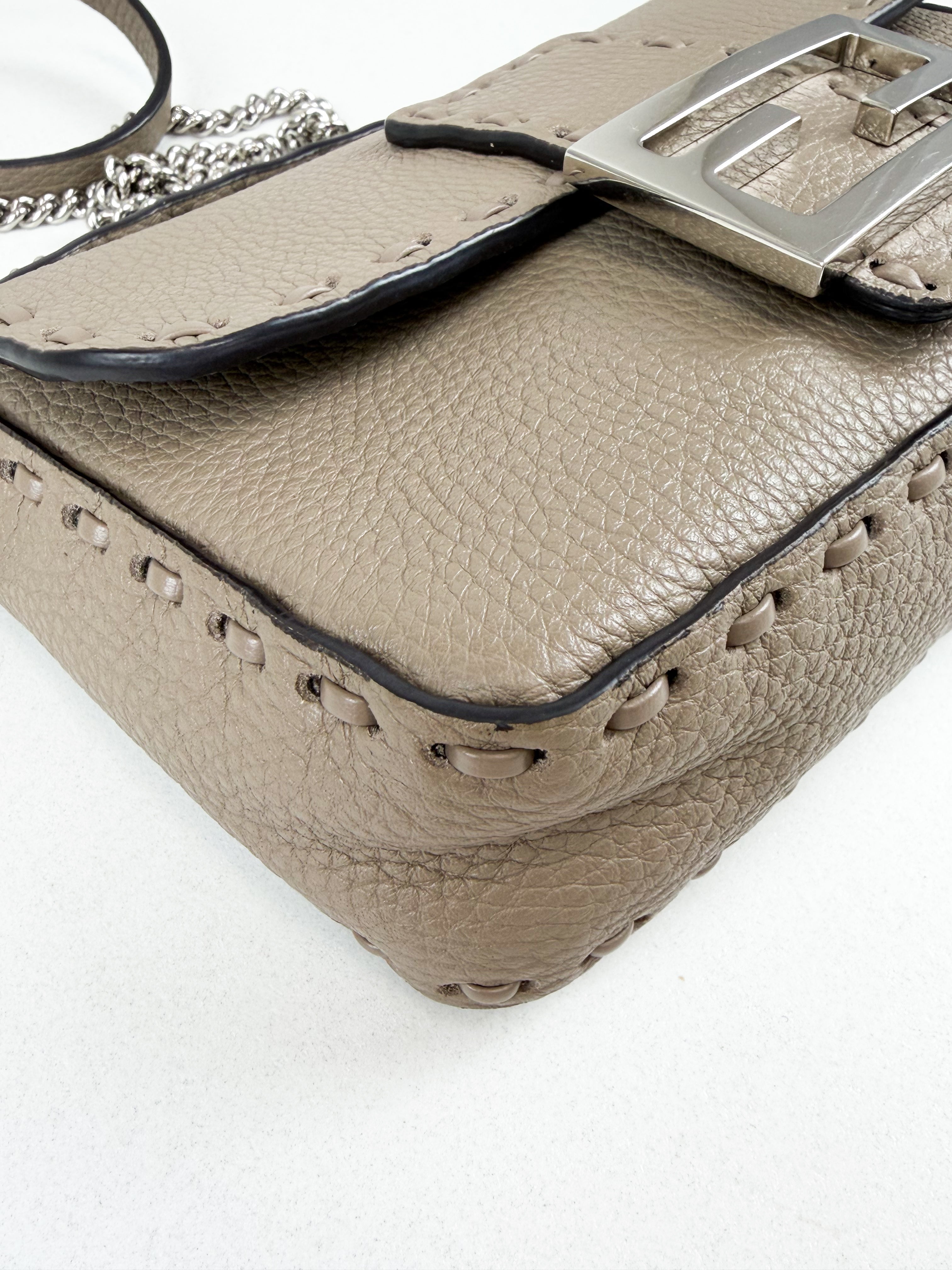 Fendi FF Calf Leather Mini Baguette