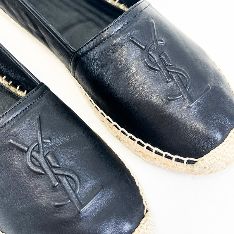 Saint Laurent Black Monogram Espadrilles Size 38.5