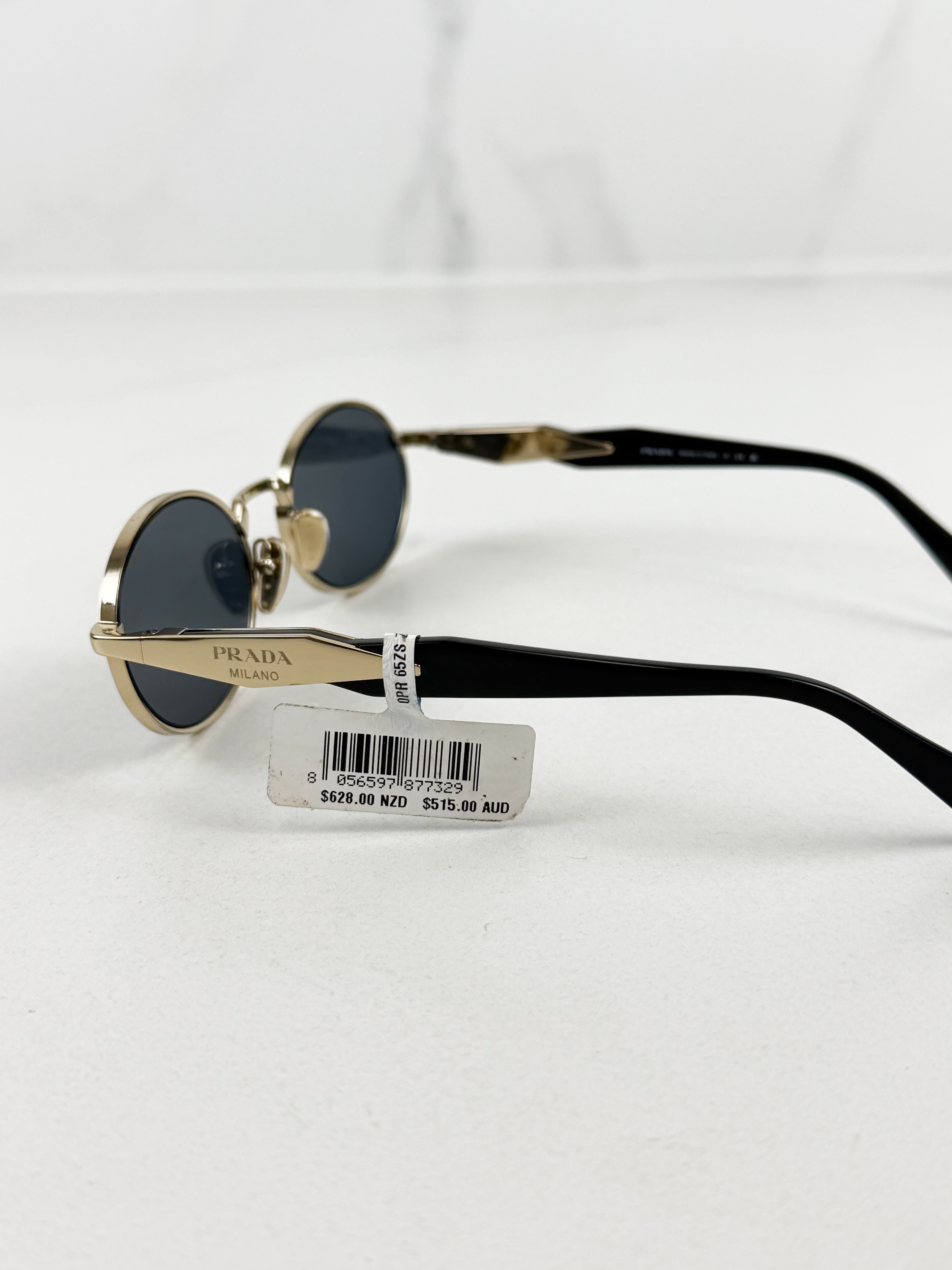 Prada Oval Frame Logo Black Sunglasses