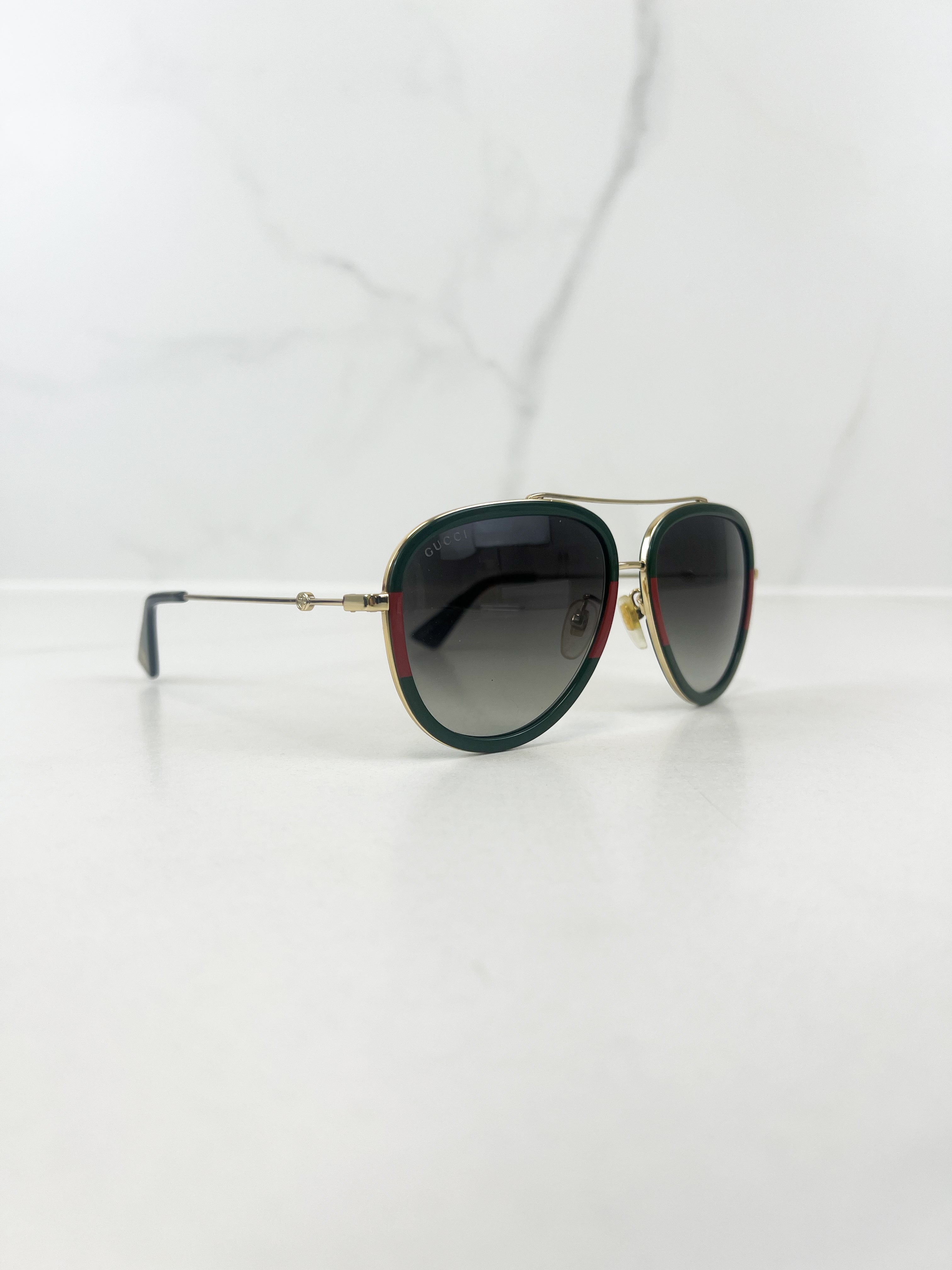 Gucci Web Frame Aviator Metal Sunglasses