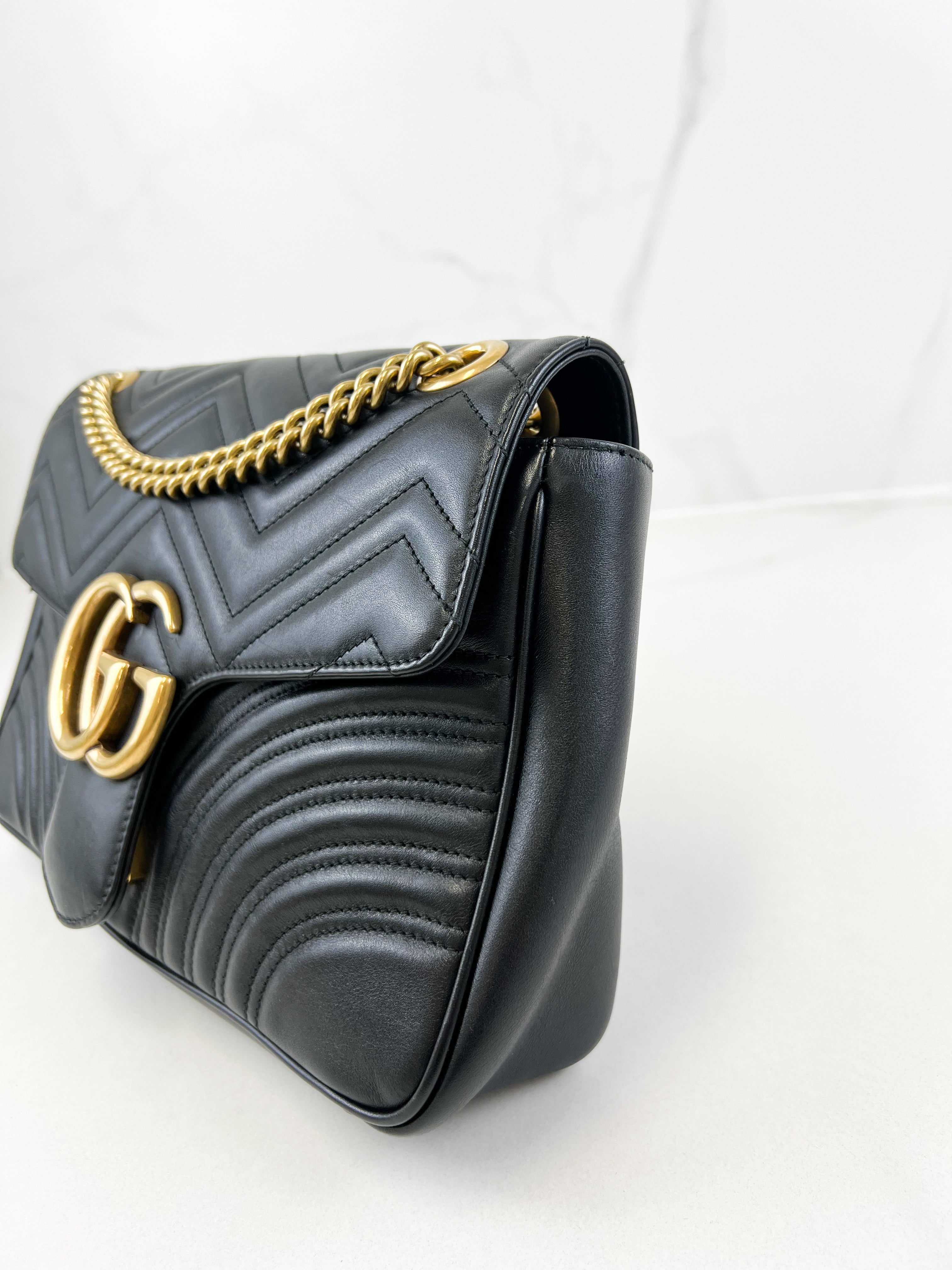 Gucci GG Marmont Matelasse Medium Black Flap Shoulder Bag