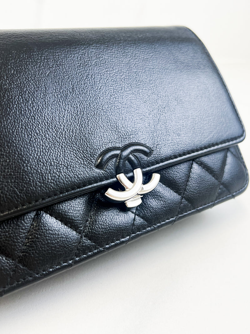 Chanel Black Calfskin CC WOC with SHW