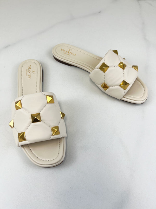 Valentino Roman Stud Nappa Leather Slippers Size 41