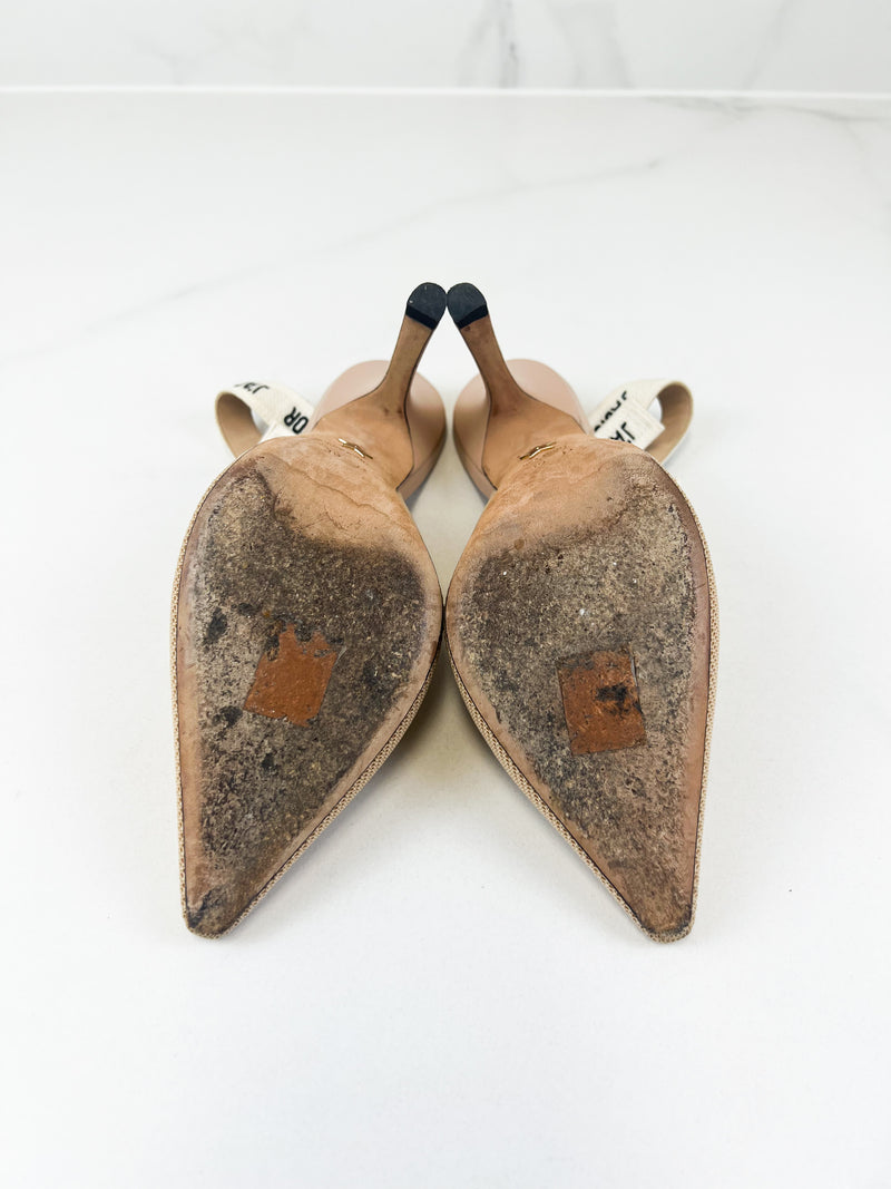 Christian Dior Nude Slingback Pumps Size 39