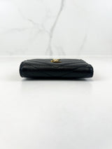 Saint Laurent Cassandre Matelasse Bi-fold Wallet in Grain De Poudre Embossed Leather