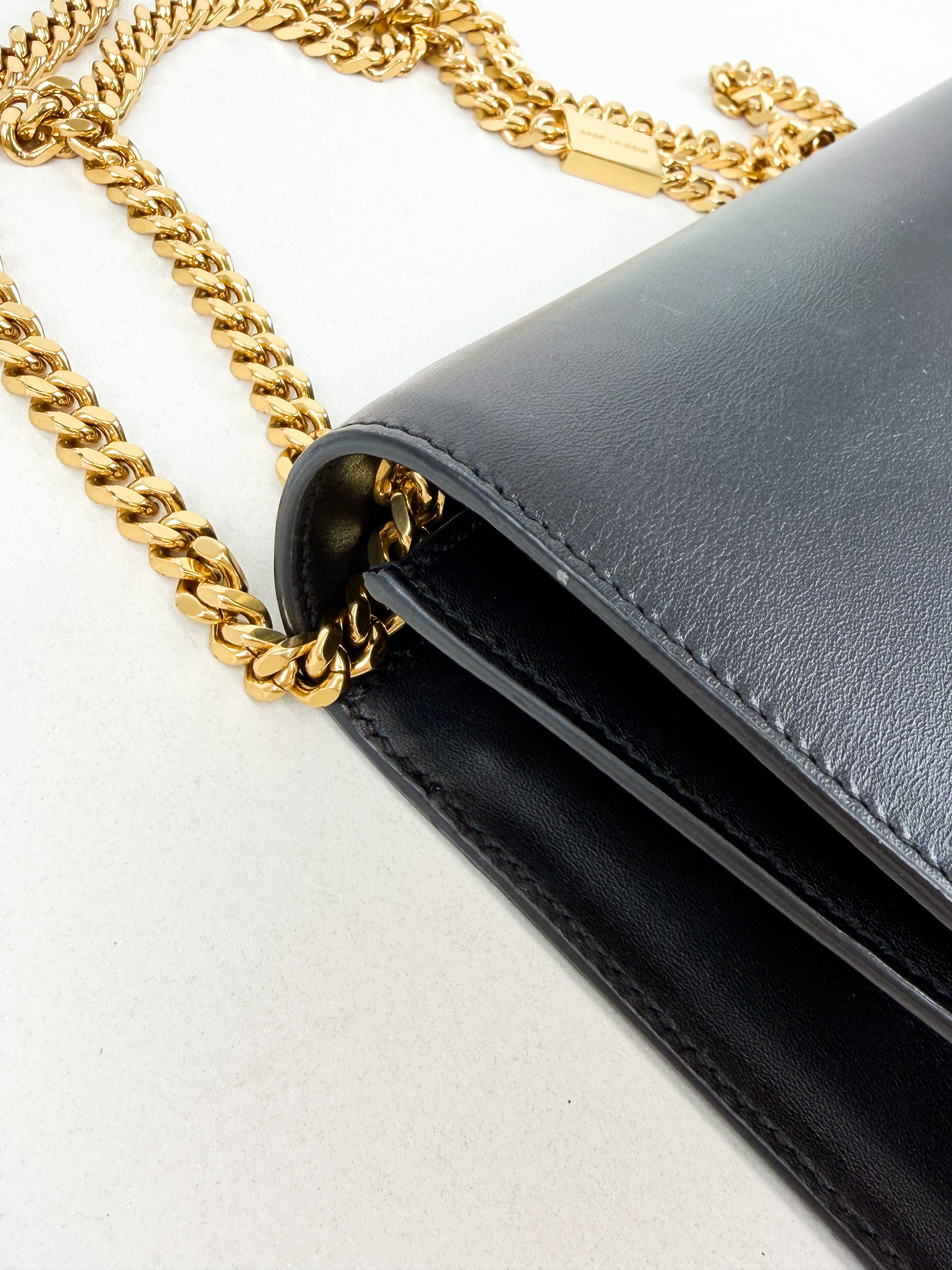 Saint Laurent Black Kate Medium Tassel Chain Bag with GHW